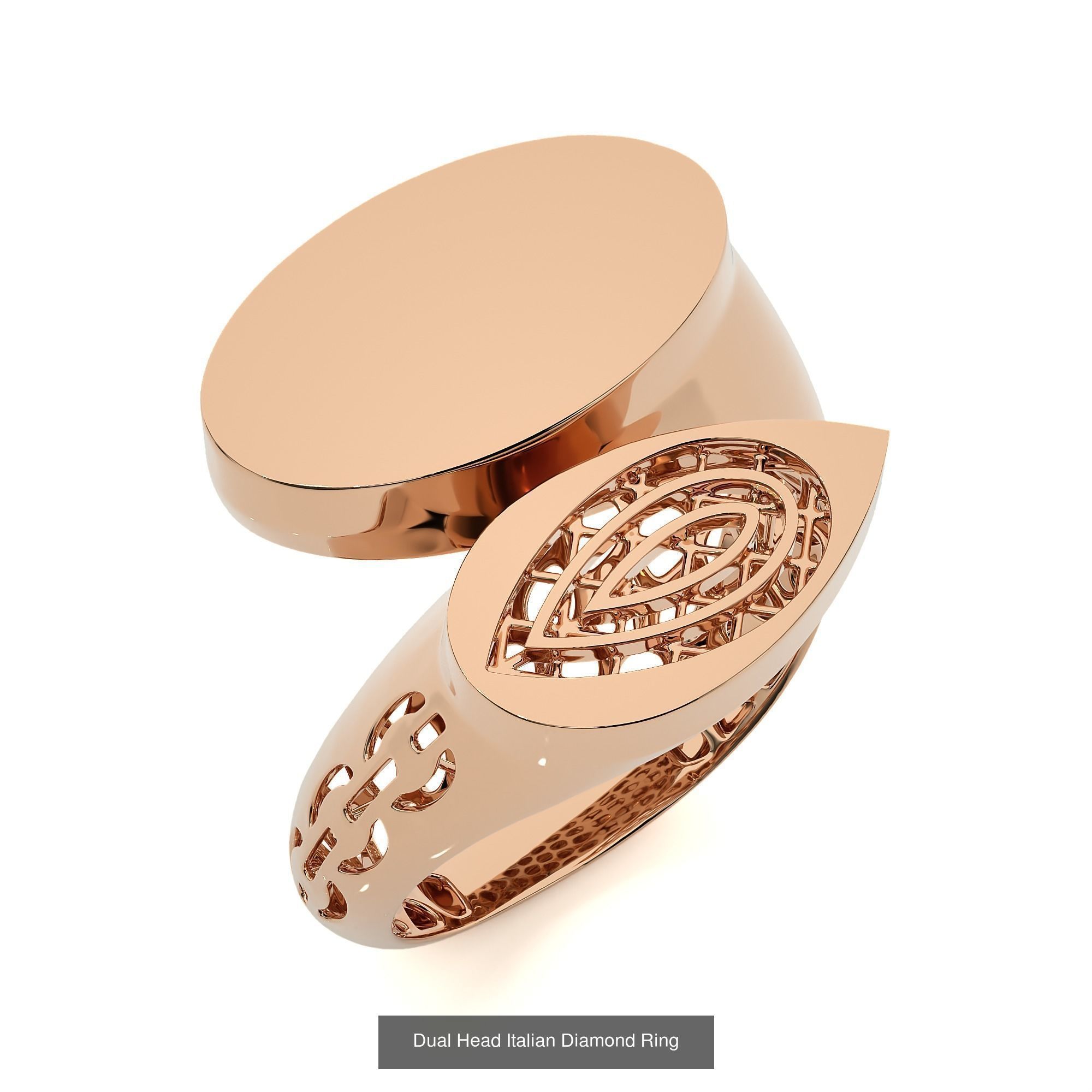 124 Dual Head Italian Diamond Cocktail Ring 3D Model Collection_69