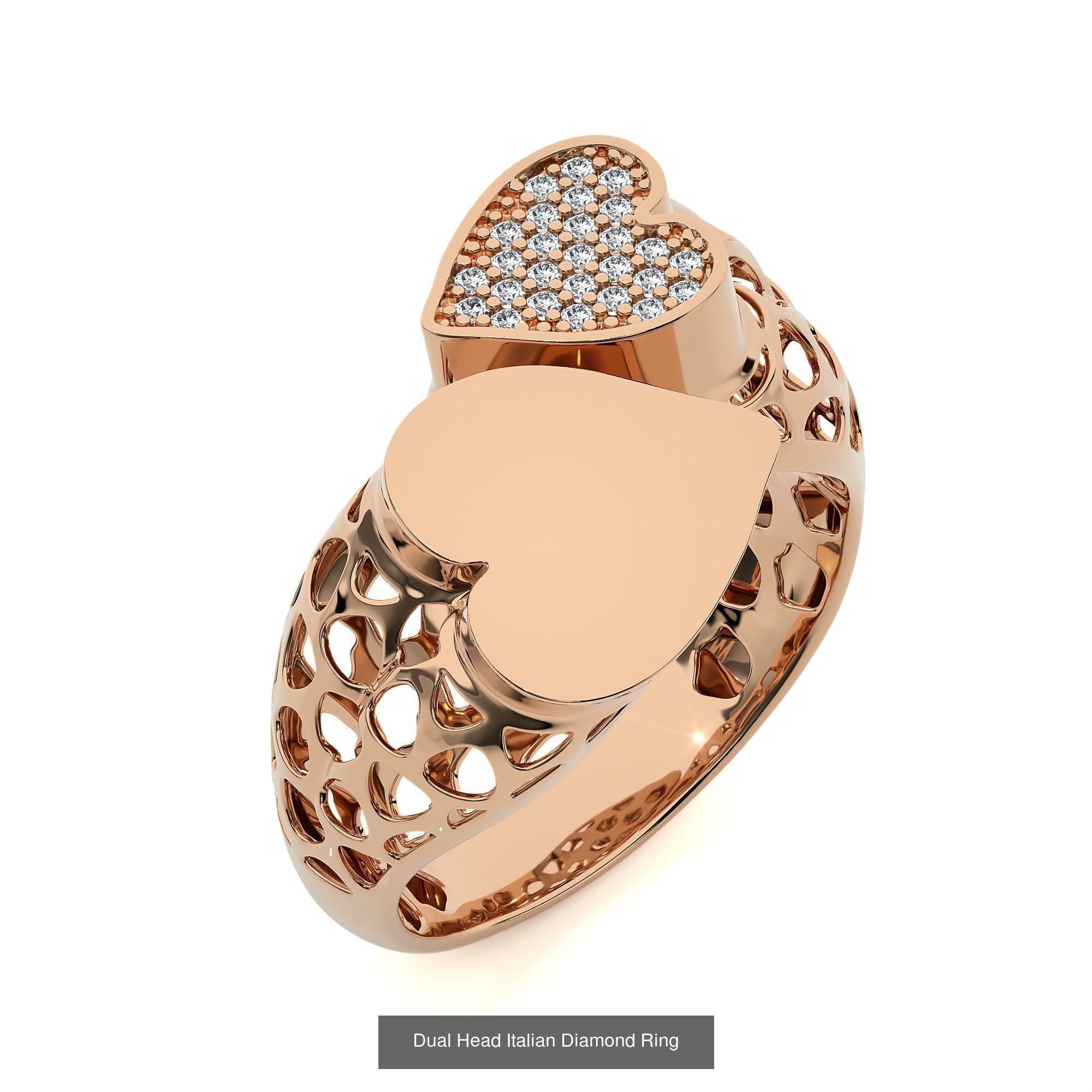 124 Dual Head Italian Diamond Cocktail Ring 3D Model Collection_30