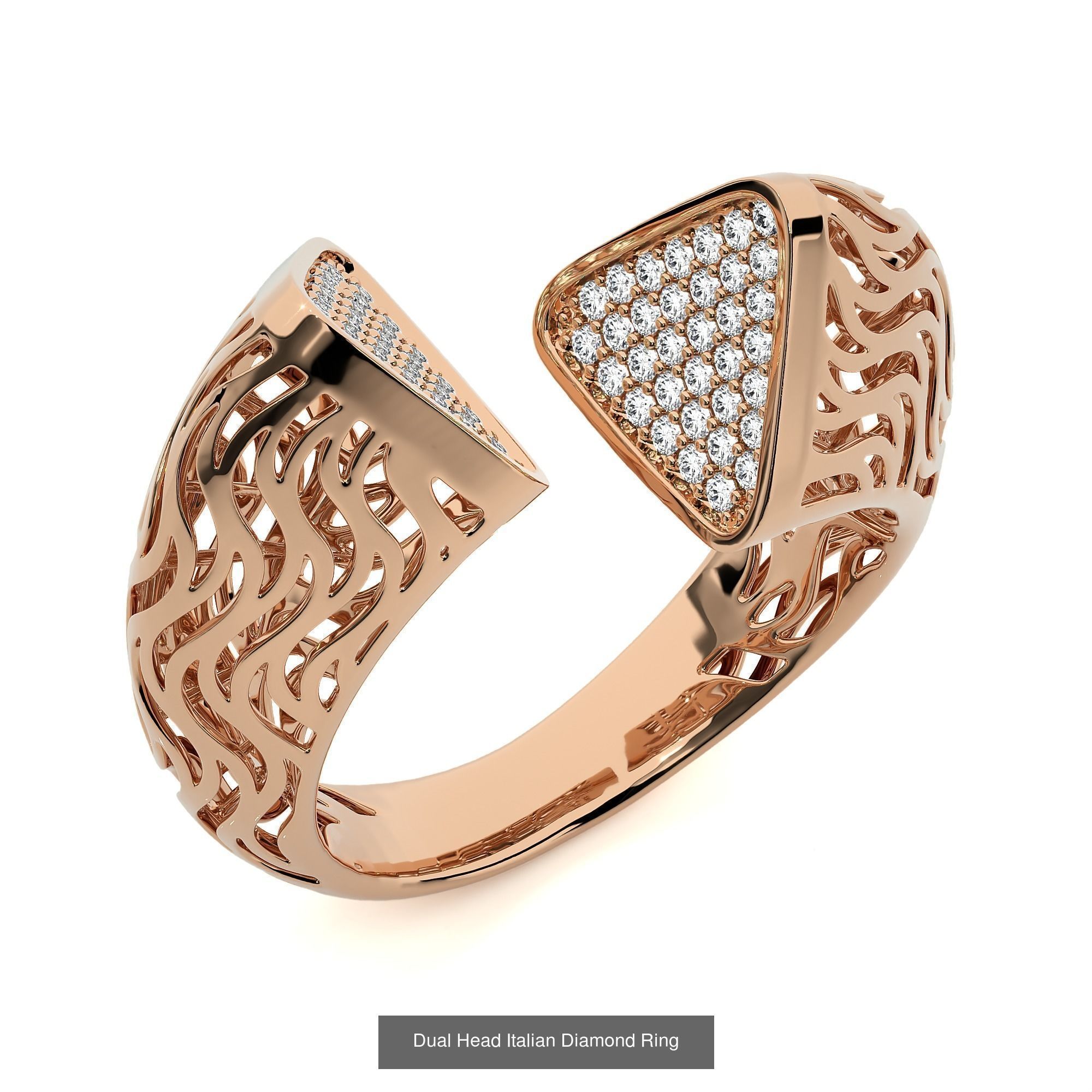 124 Dual Head Italian Diamond Cocktail Ring 3D Model Collection_111