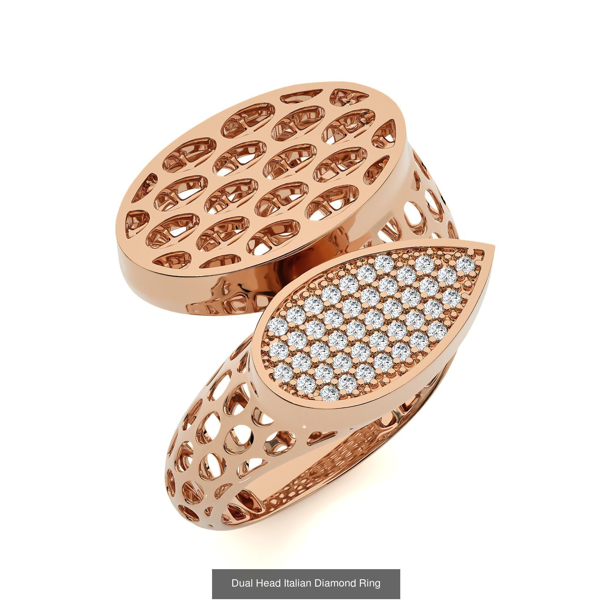 124 Dual Head Italian Diamond Cocktail Ring 3D Model Collection_27