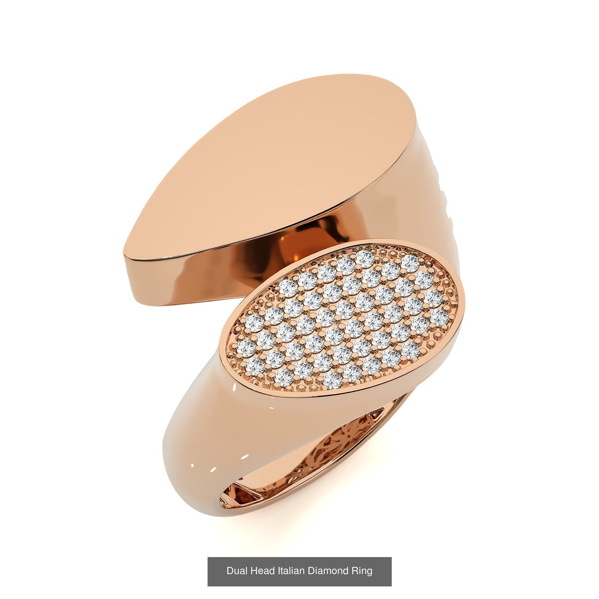 124 Dual Head Italian Diamond Cocktail Ring 3D Model Collection_82
