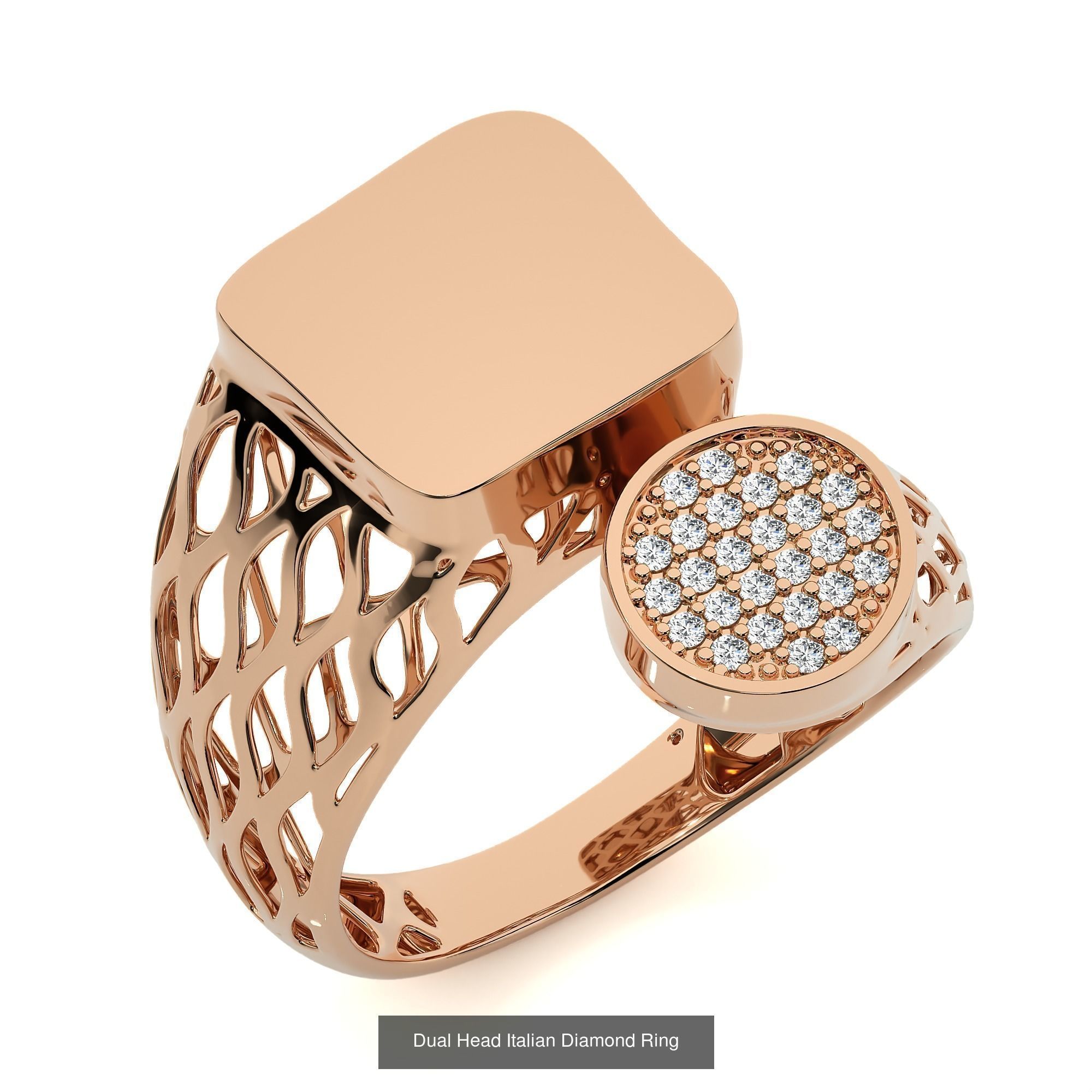 124 Dual Head Italian Diamond Cocktail Ring 3D Model Collection_50