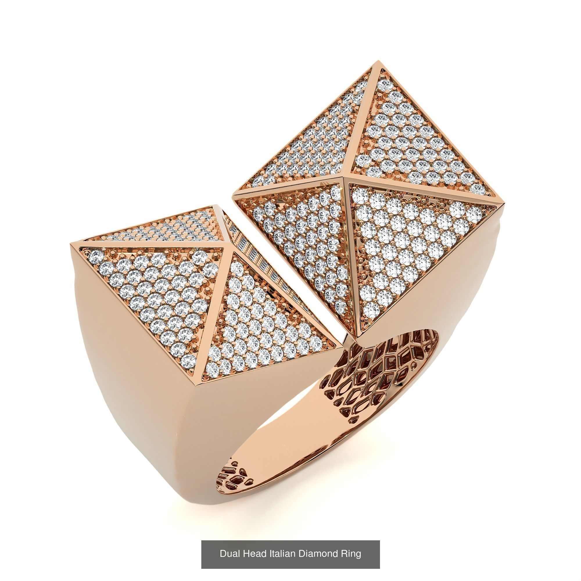 124 Dual Head Italian Diamond Cocktail Ring 3D Model Collection_119