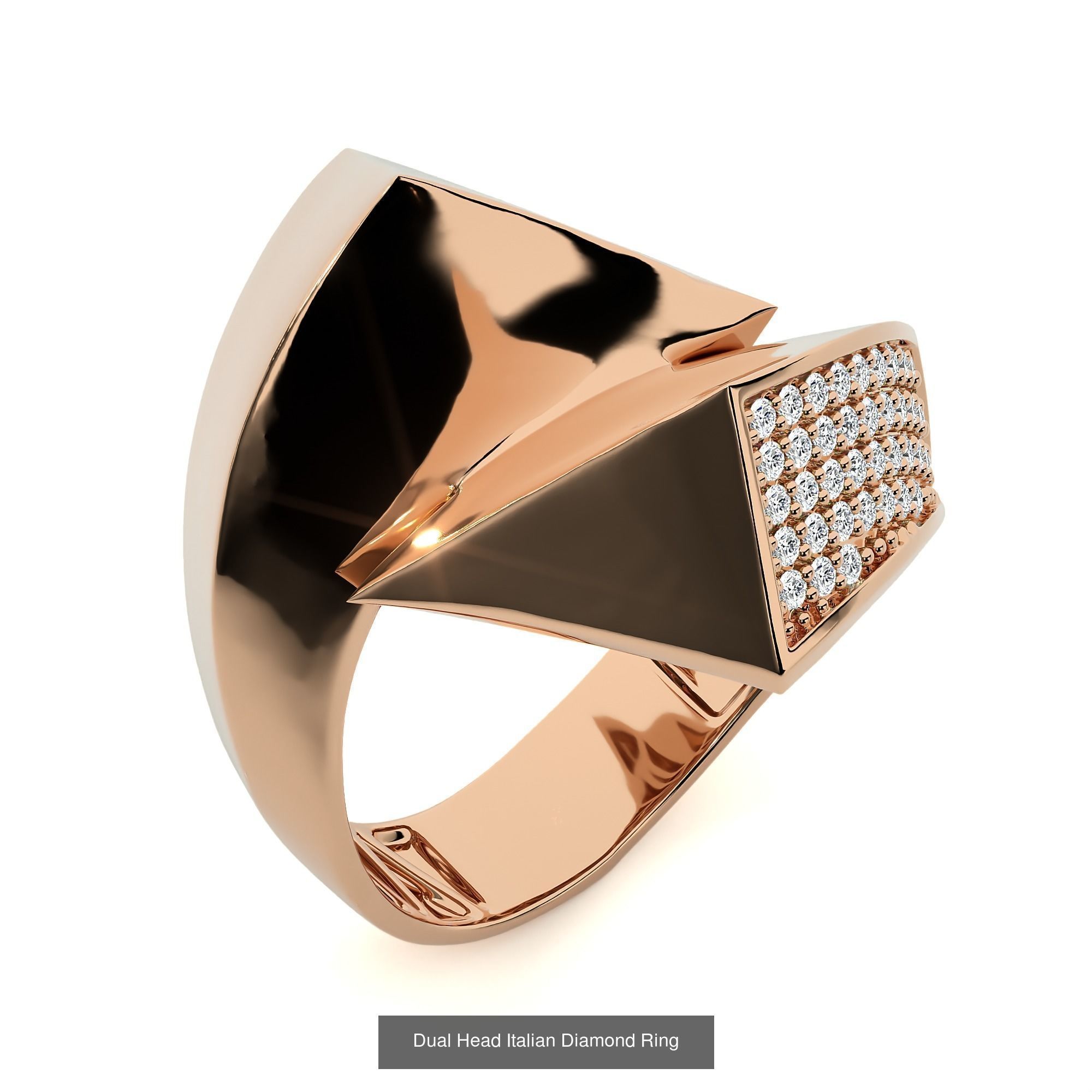 124 Dual Head Italian Diamond Cocktail Ring 3D Model Collection_93
