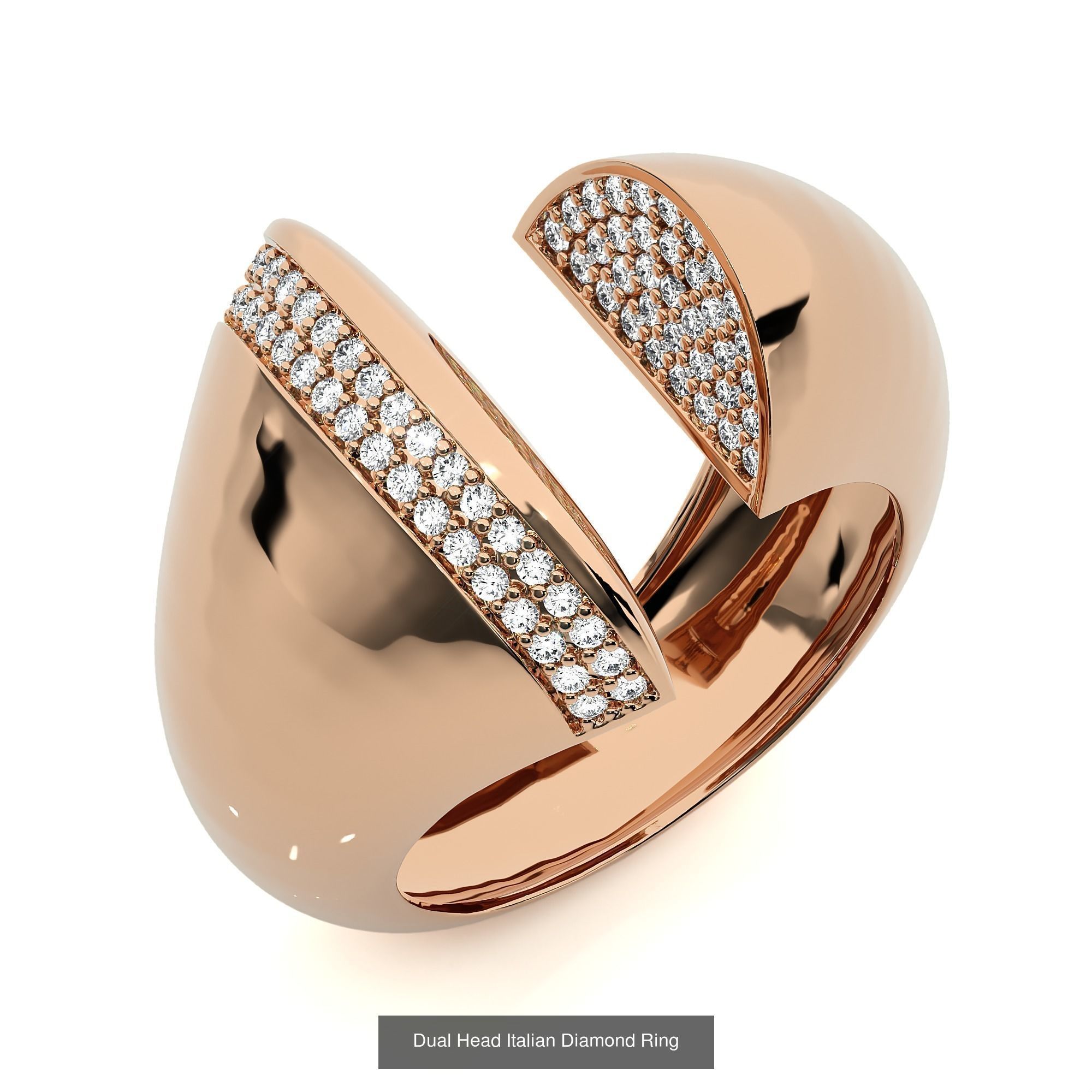 124 Dual Head Italian Diamond Cocktail Ring 3D Model Collection_107
