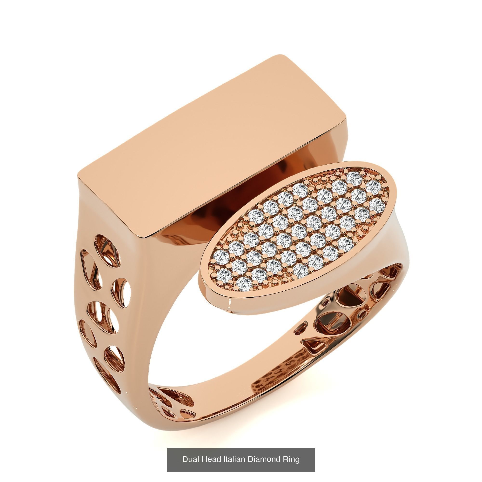 124 Dual Head Italian Diamond Cocktail Ring 3D Model Collection_71