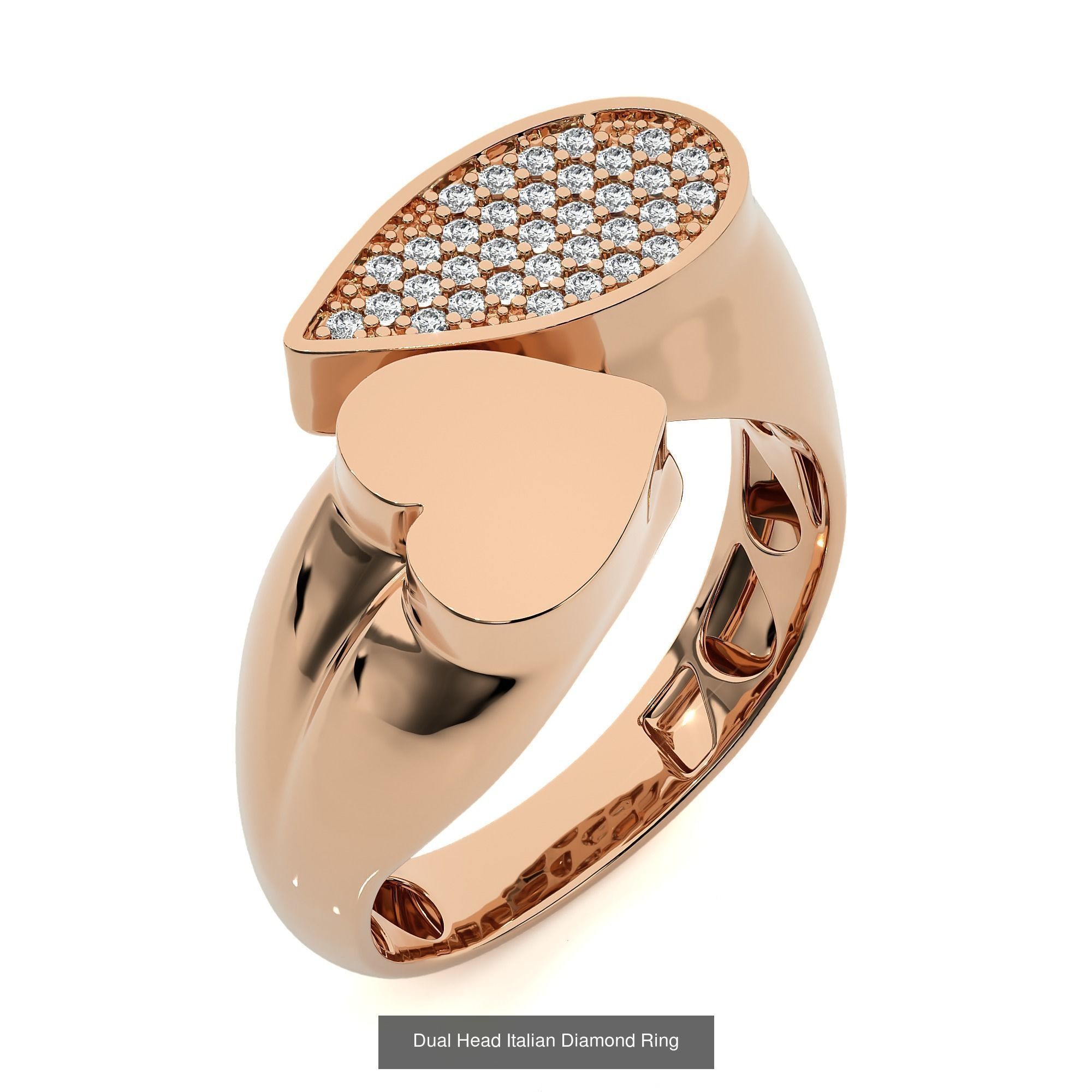 124 Dual Head Italian Diamond Cocktail Ring 3D Model Collection_85