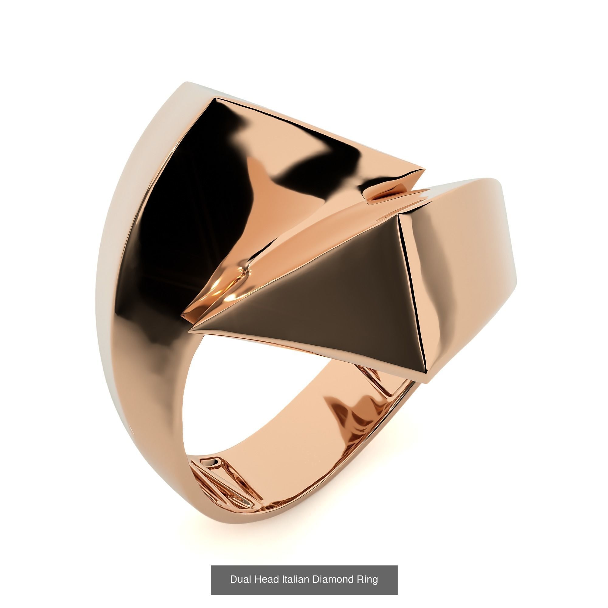 124 Dual Head Italian Diamond Cocktail Ring 3D Model Collection_95