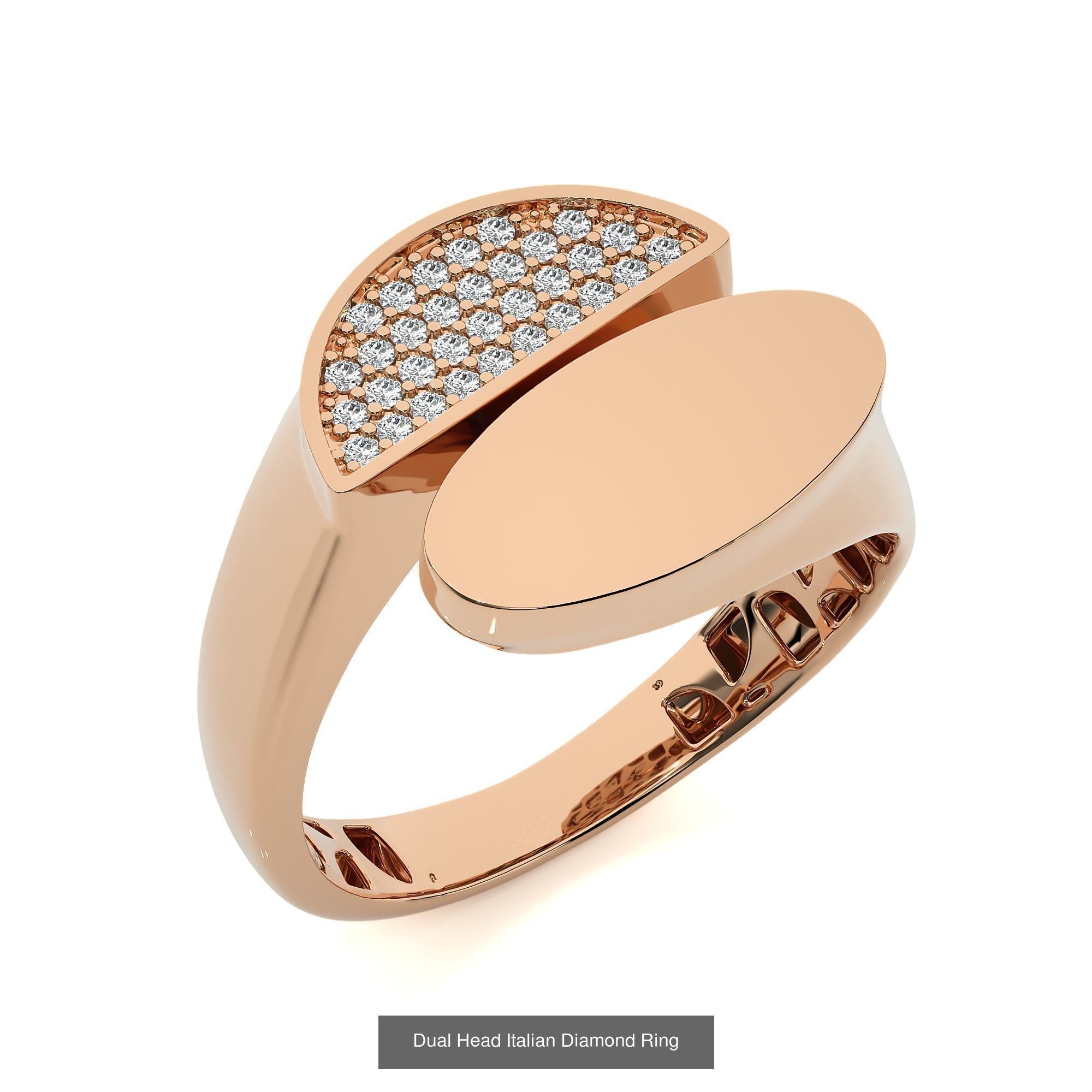 124 Dual Head Italian Diamond Cocktail Ring 3D Model Collection_80