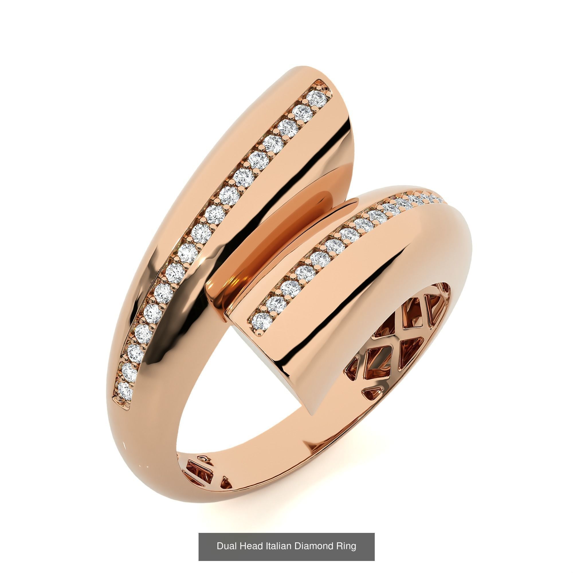 124 Dual Head Italian Diamond Cocktail Ring 3D Model Collection_121