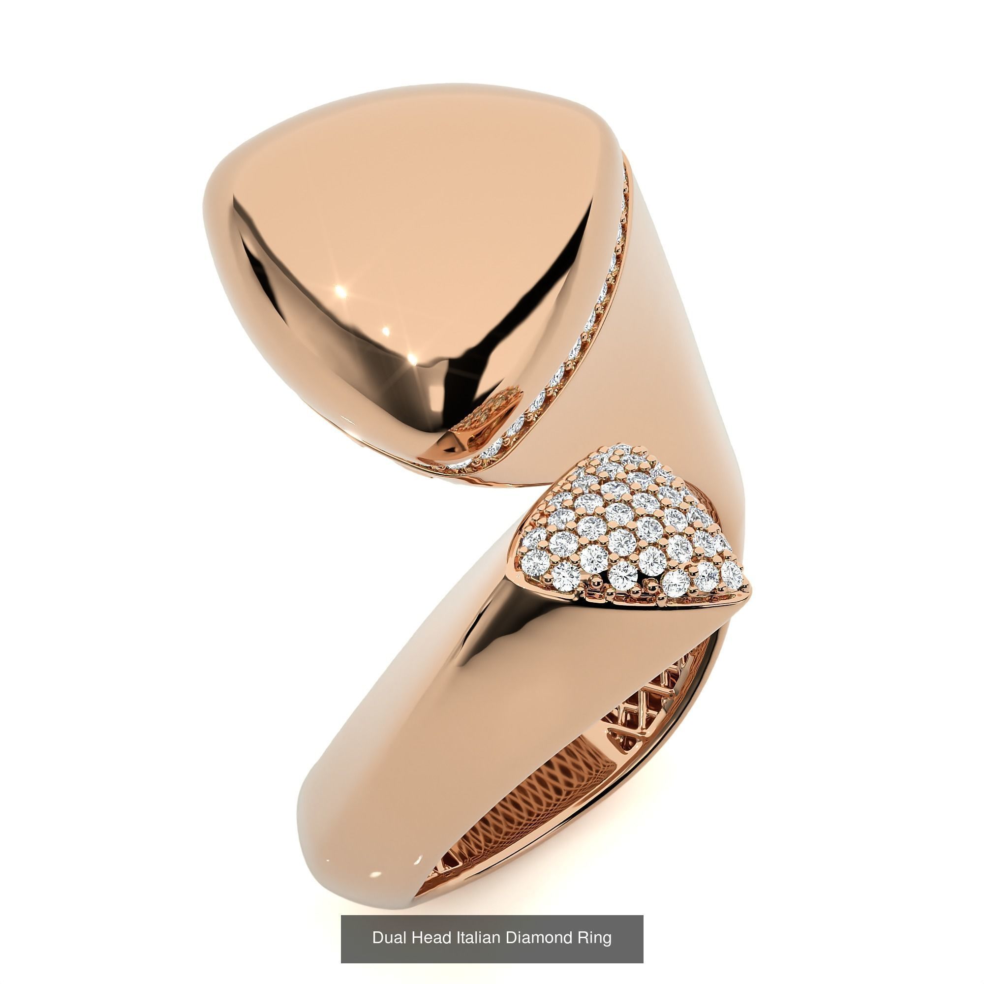 124 Dual Head Italian Diamond Cocktail Ring 3D Model Collection_91