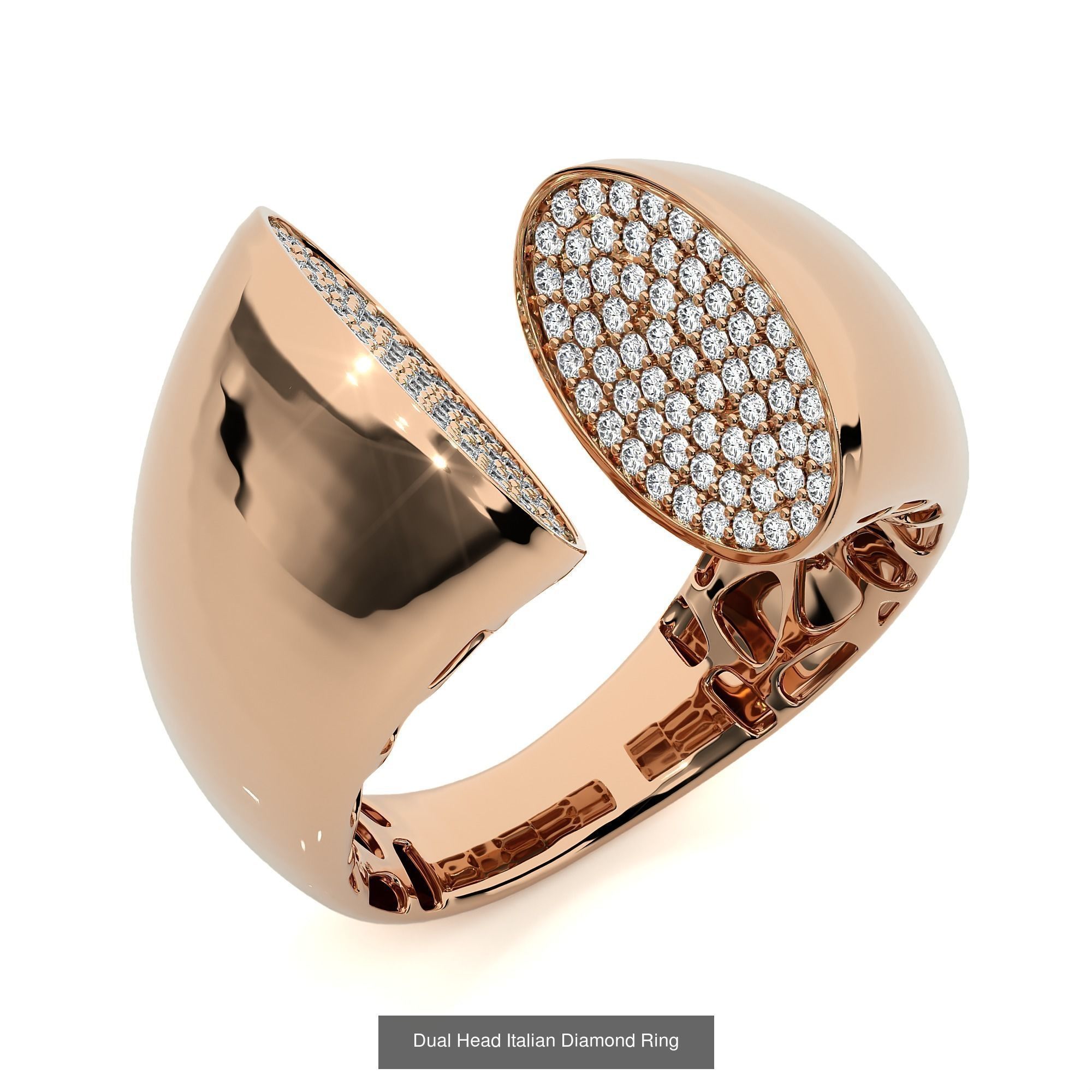 124 Dual Head Italian Diamond Cocktail Ring 3D Model Collection_109