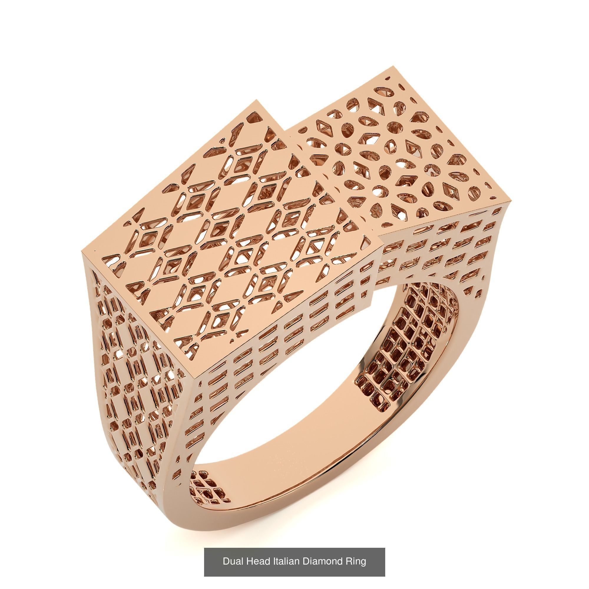 124 Dual Head Italian Diamond Cocktail Ring 3D Model Collection_75