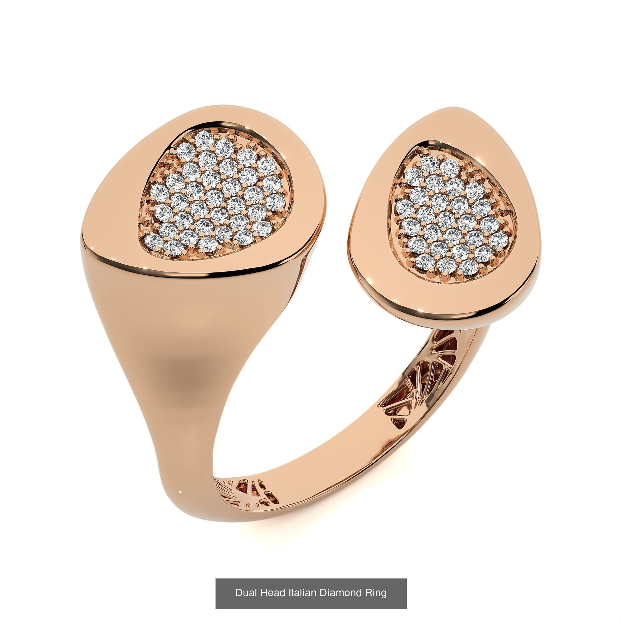 124 Dual Head Italian Diamond Cocktail Ring 3D Model Collection_116