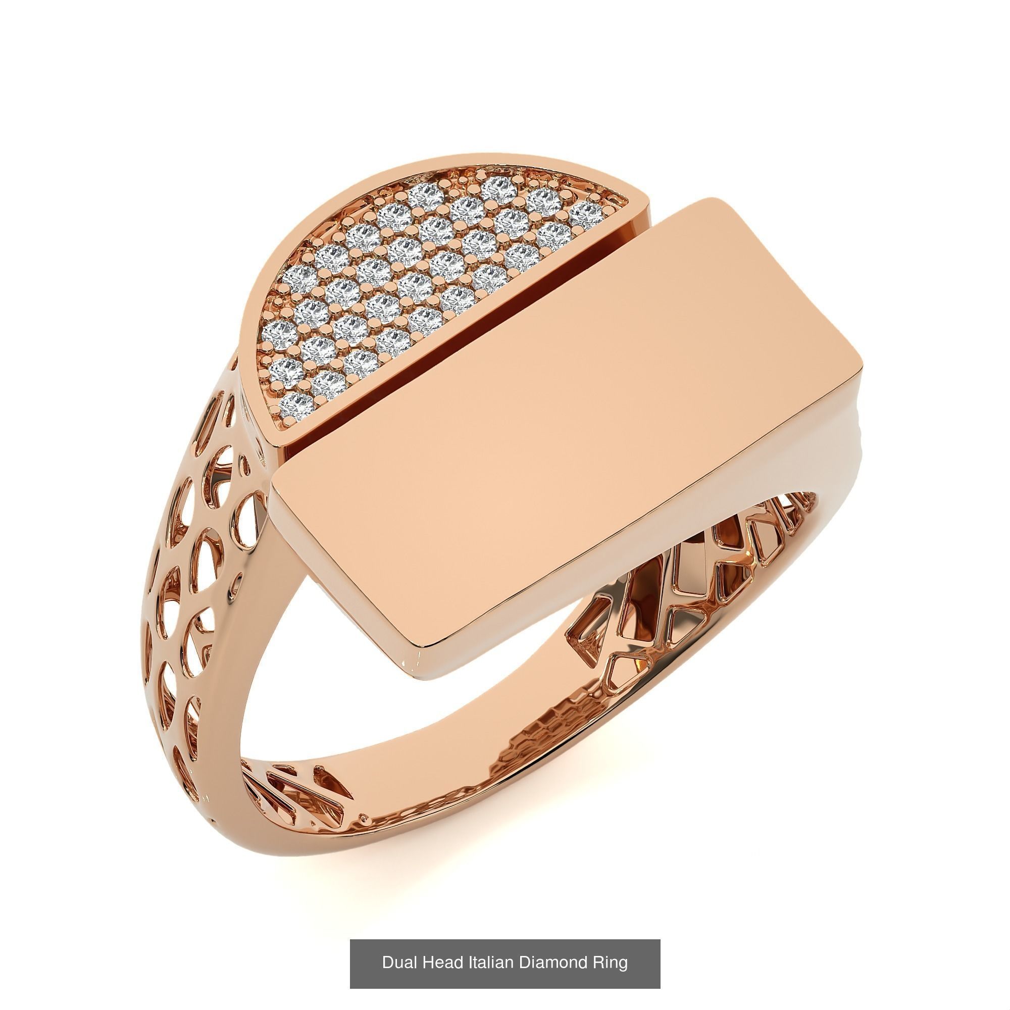 124 Dual Head Italian Diamond Cocktail Ring 3D Model Collection_47