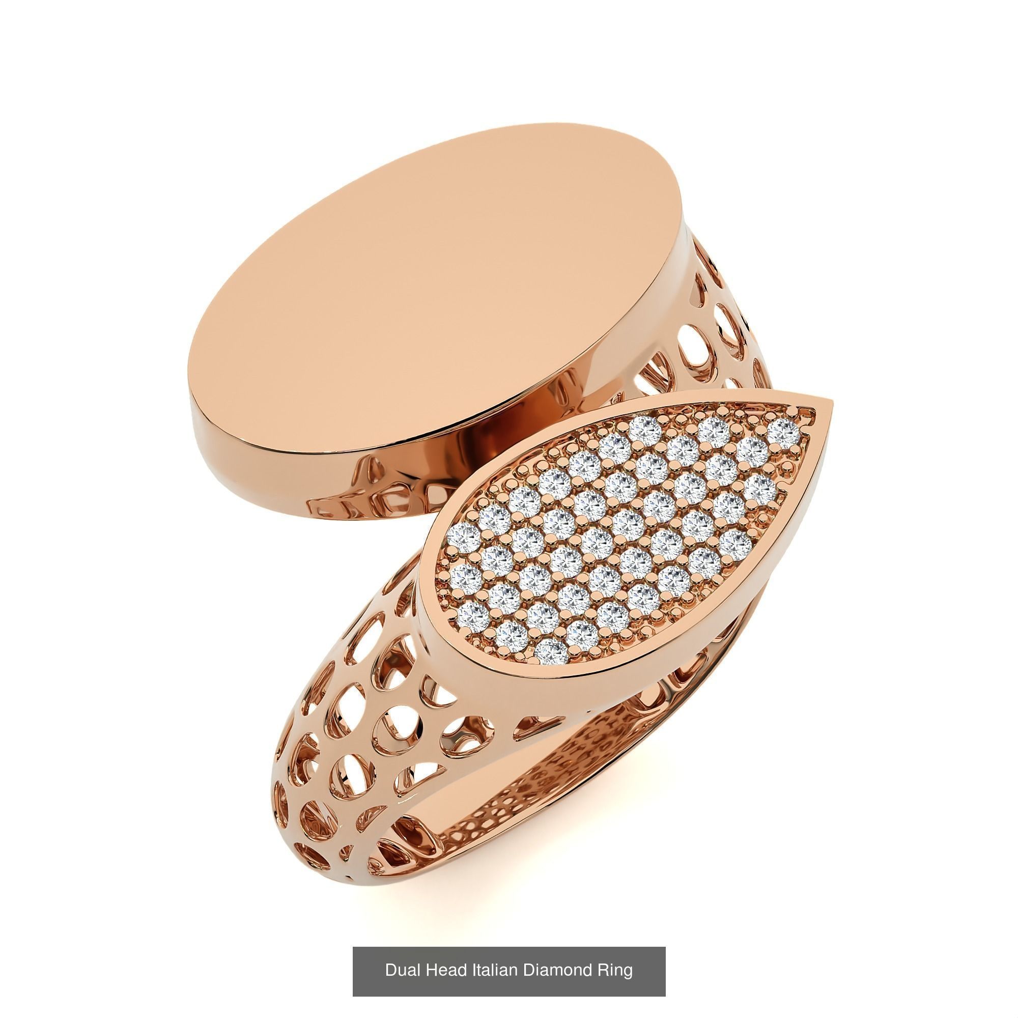 124 Dual Head Italian Diamond Cocktail Ring 3D Model Collection_39