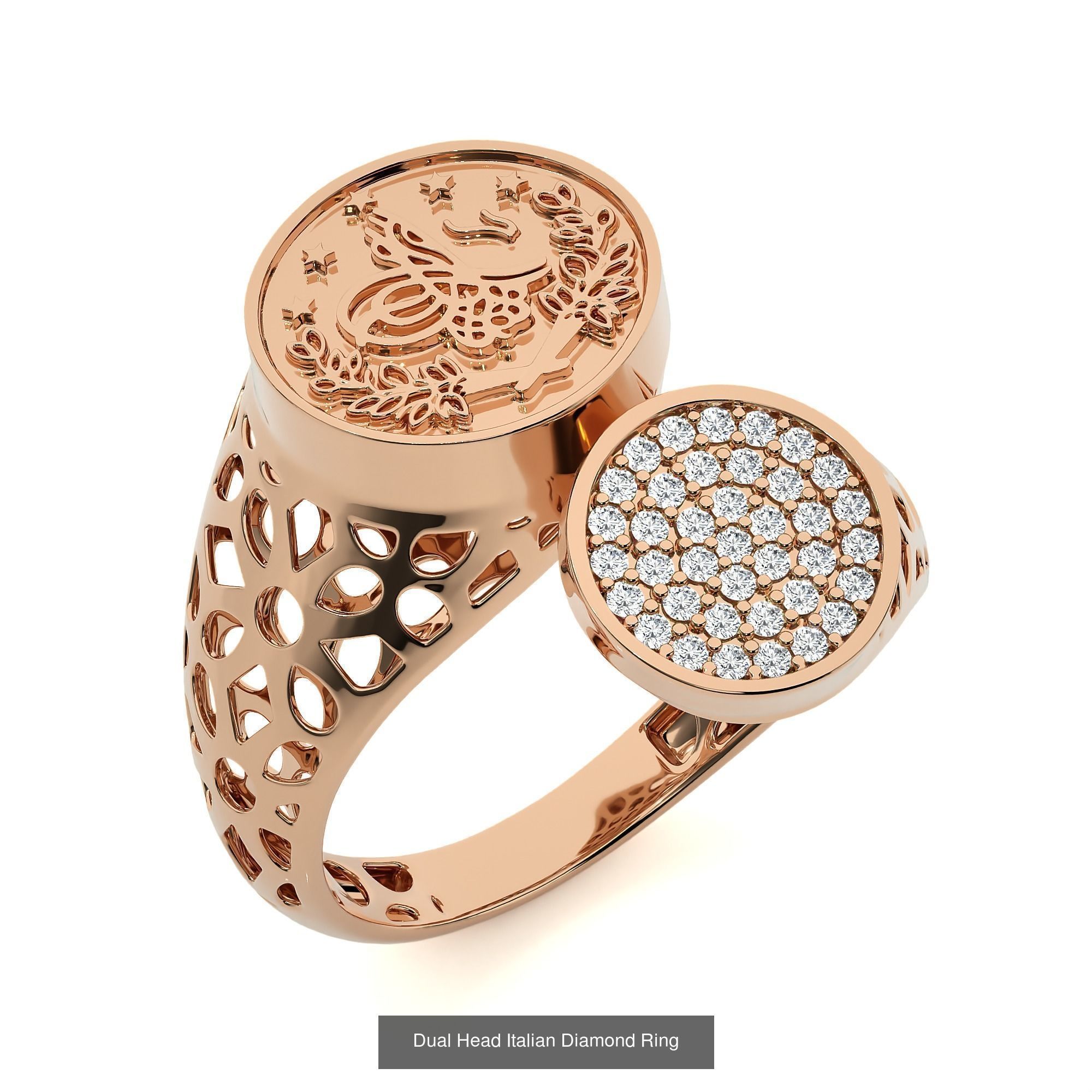 124 Dual Head Italian Diamond Cocktail Ring 3D Model Collection_26