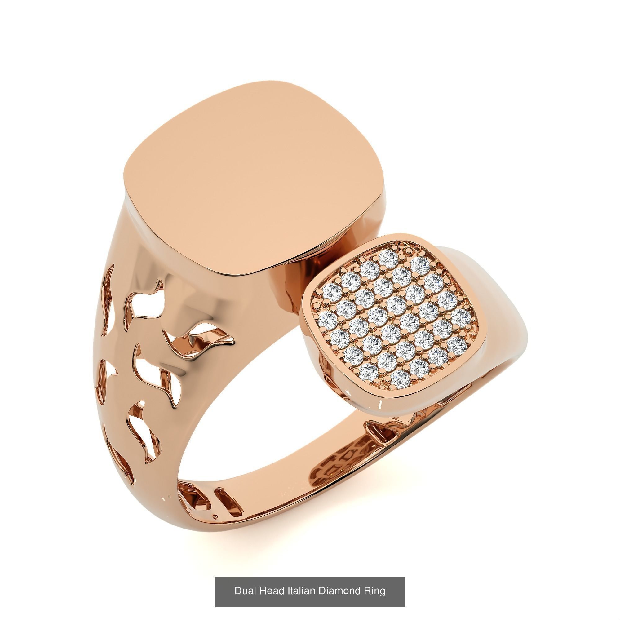 124 Dual Head Italian Diamond Cocktail Ring 3D Model Collection_73