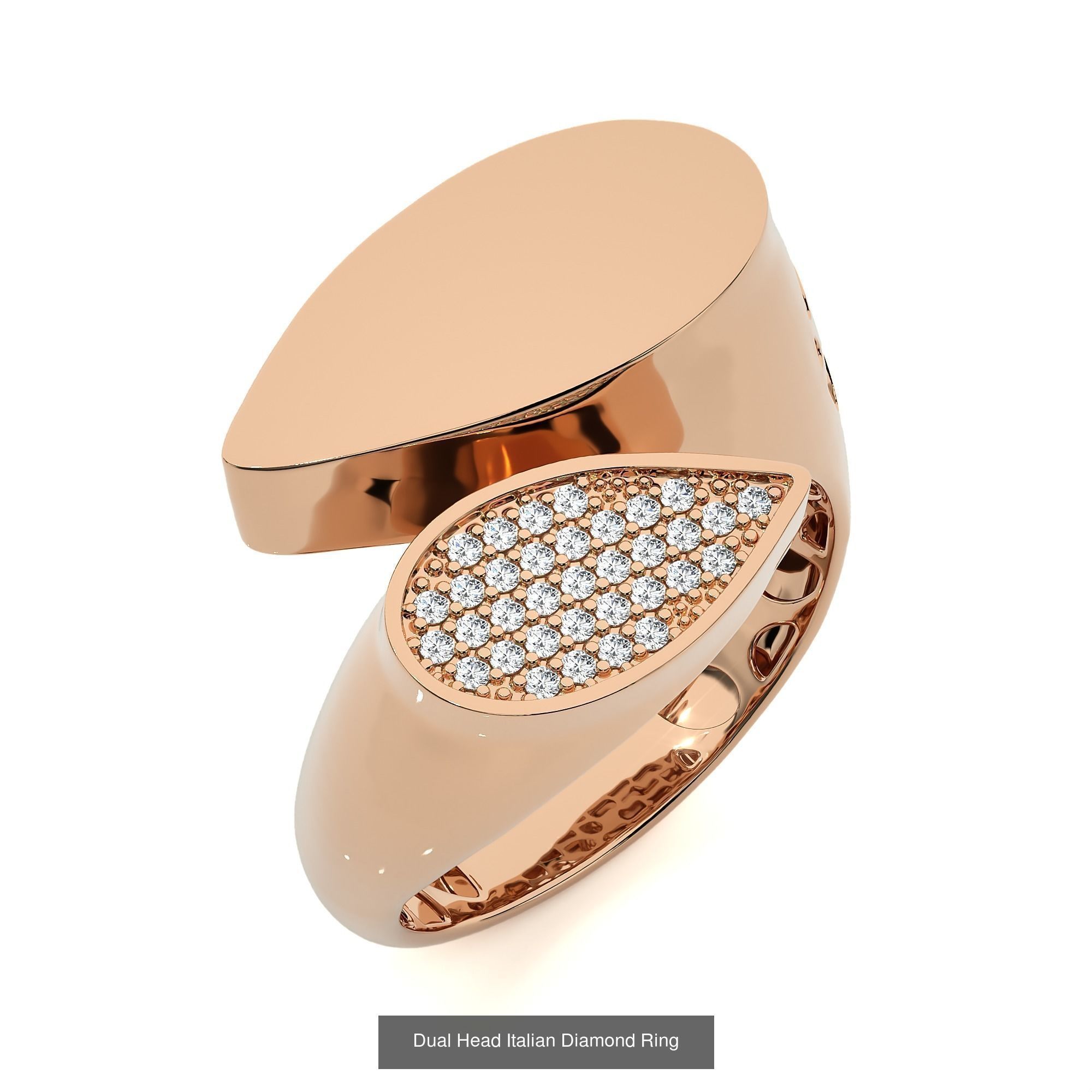 124 Dual Head Italian Diamond Cocktail Ring 3D Model Collection_84
