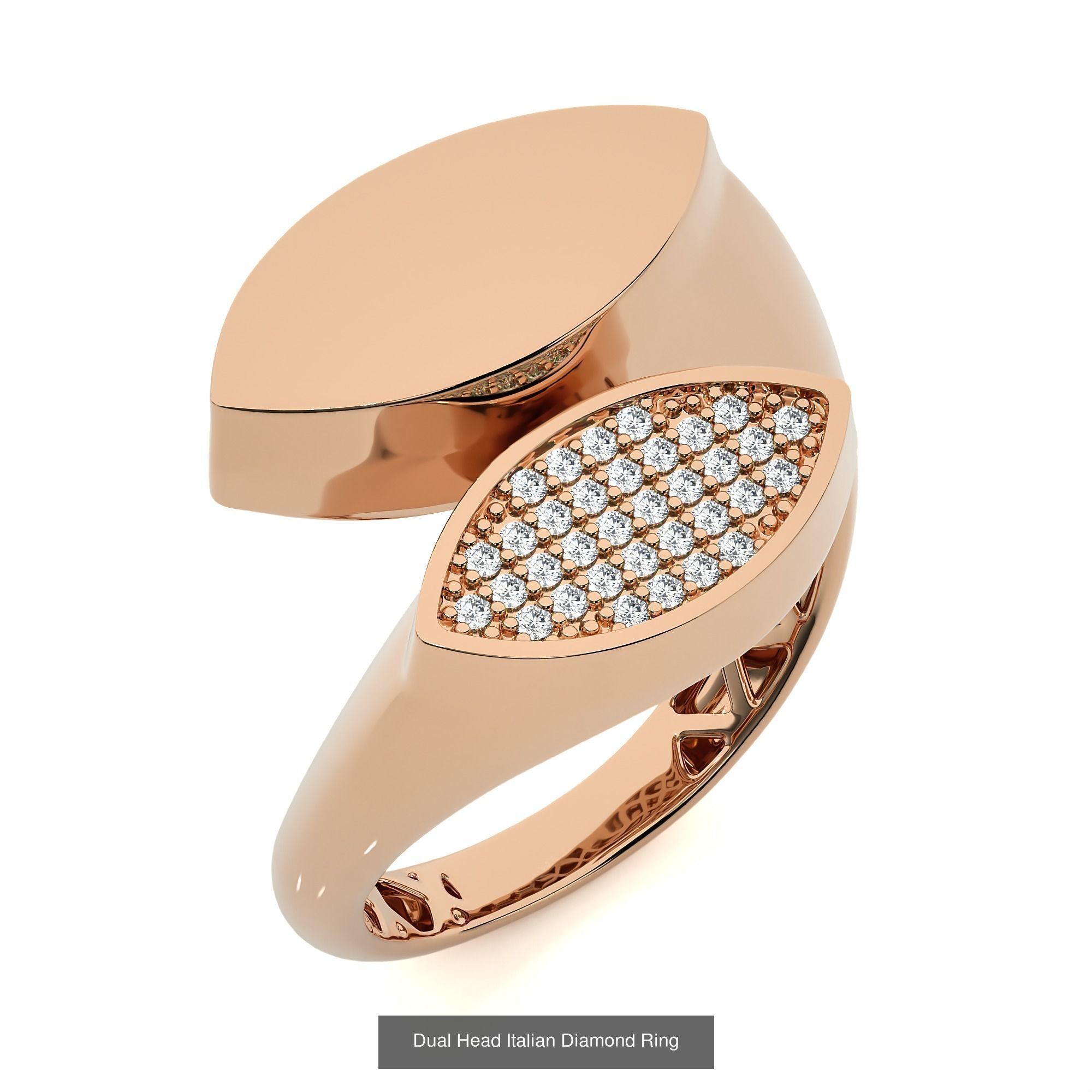 124 Dual Head Italian Diamond Cocktail Ring 3D Model Collection_83