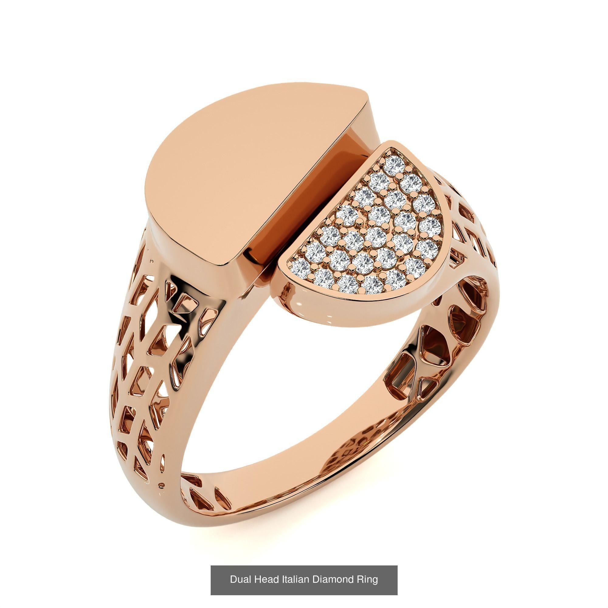 124 Dual Head Italian Diamond Cocktail Ring 3D Model Collection_28