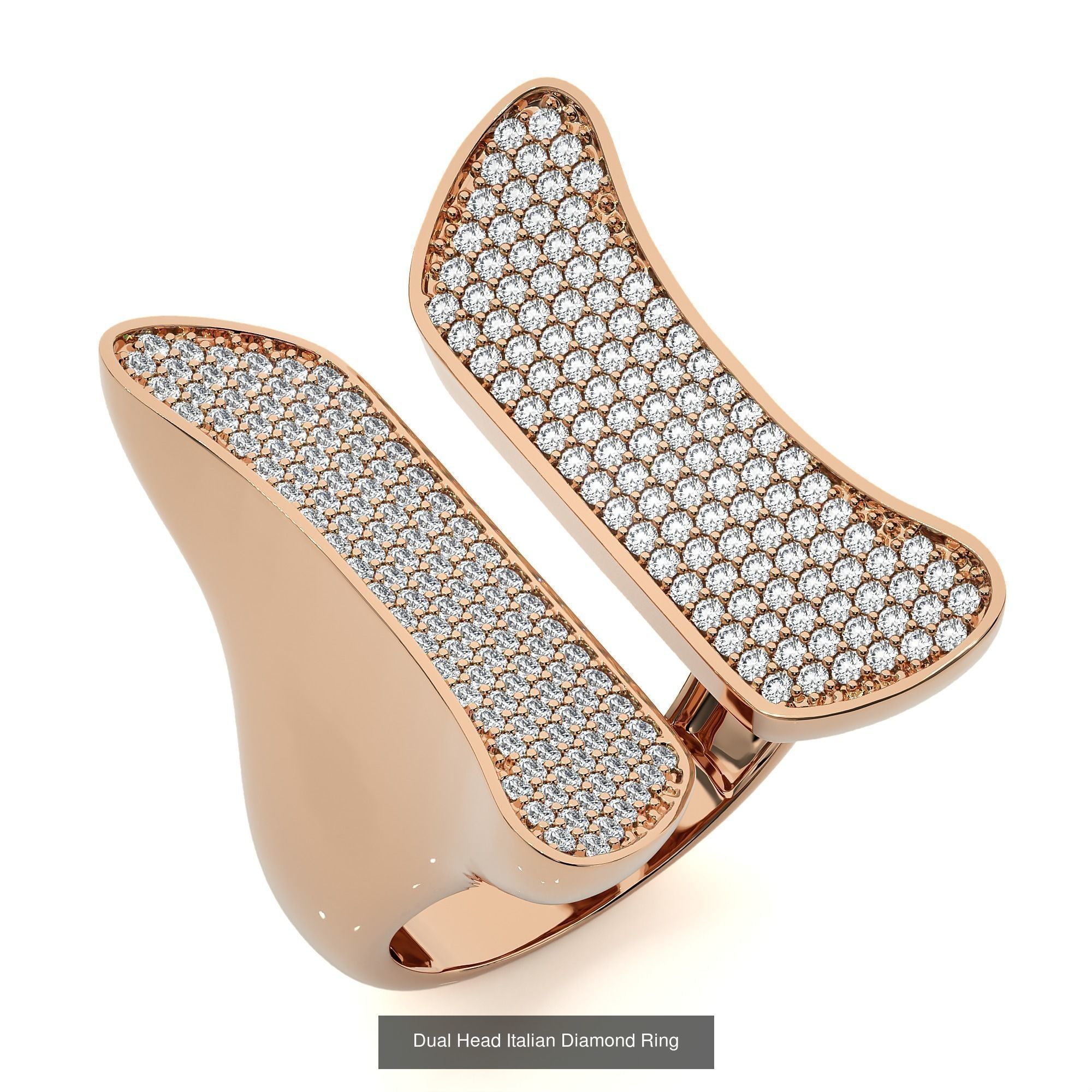 124 Dual Head Italian Diamond Cocktail Ring 3D Model Collection_115