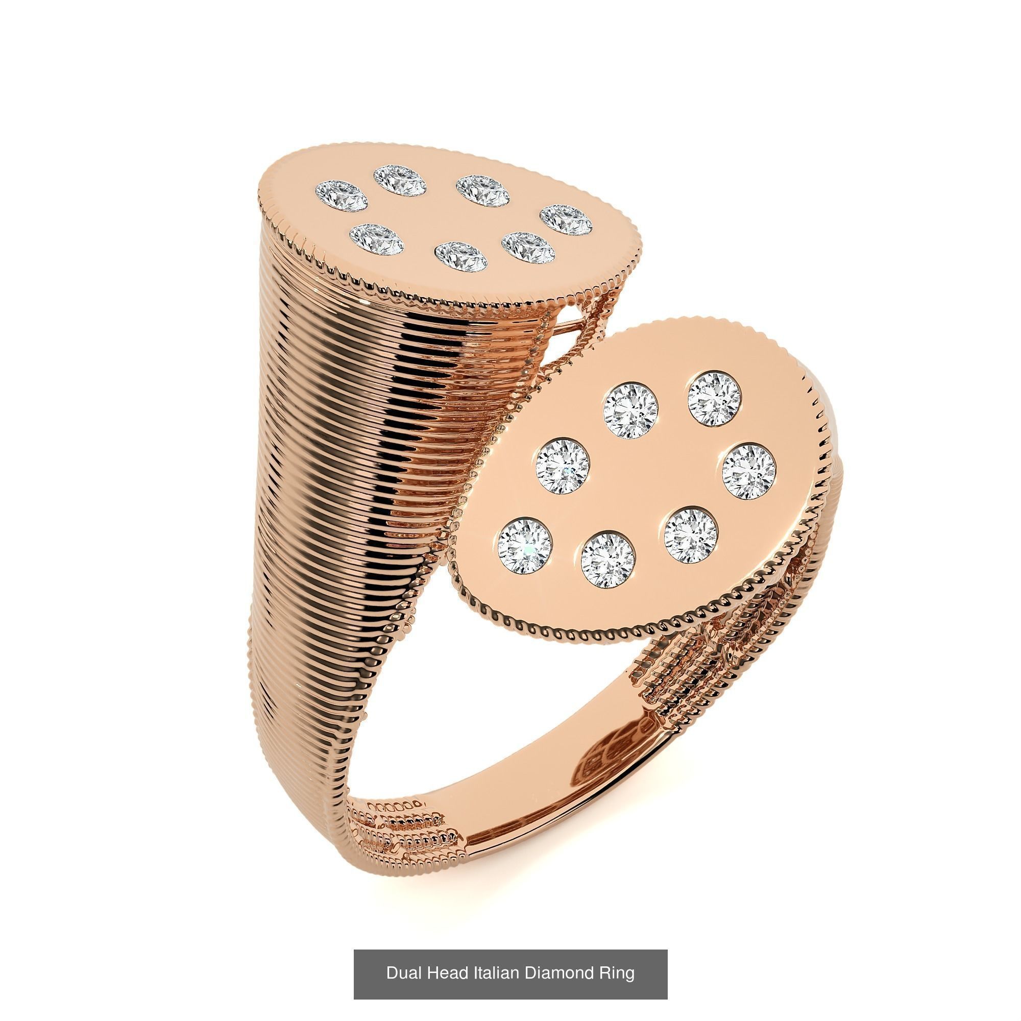 124 Dual Head Italian Diamond Cocktail Ring 3D Model Collection_70