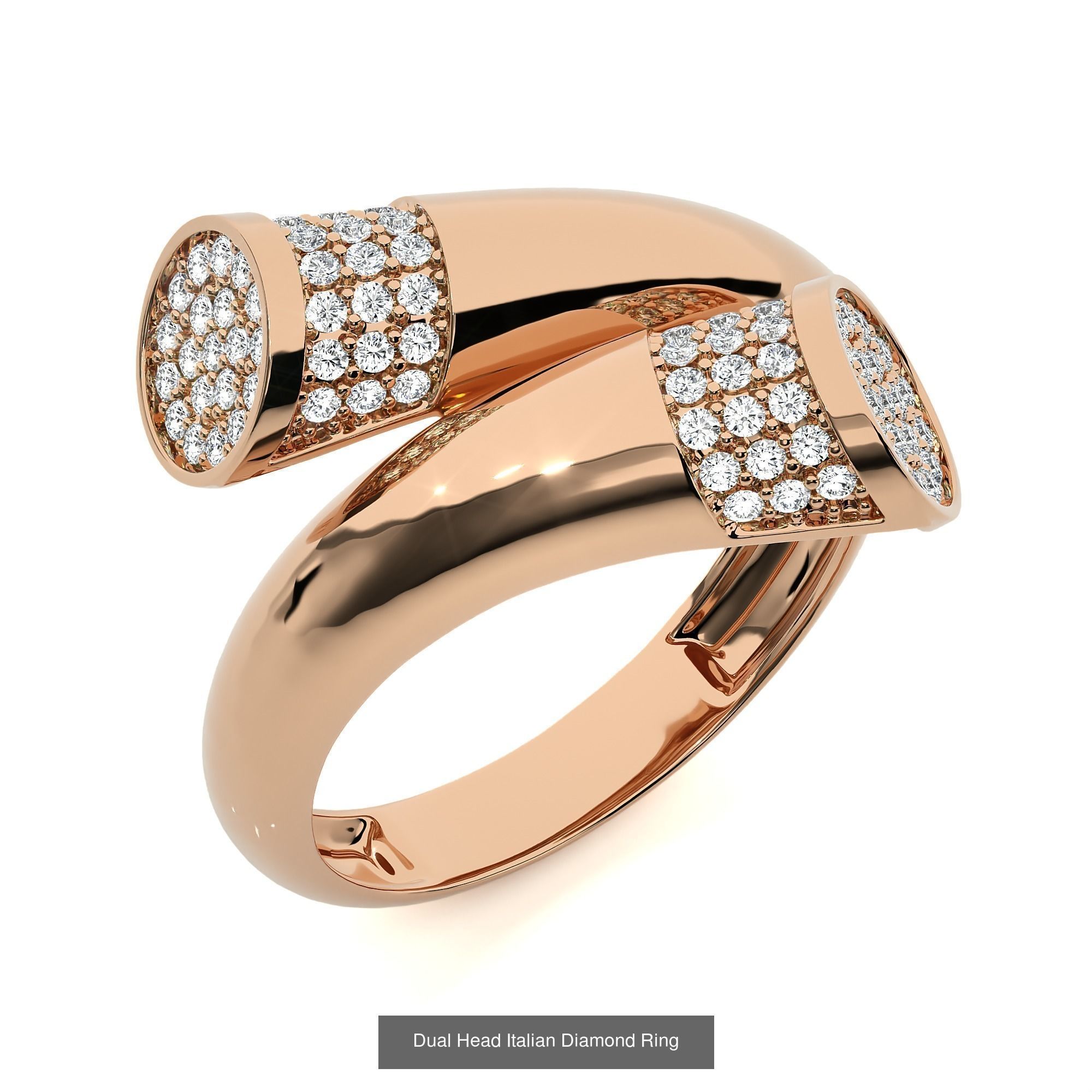 124 Dual Head Italian Diamond Cocktail Ring 3D Model Collection_123