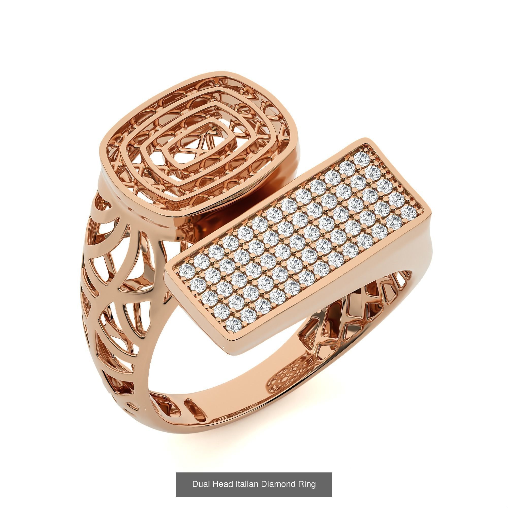 124 Dual Head Italian Diamond Cocktail Ring 3D Model Collection_20