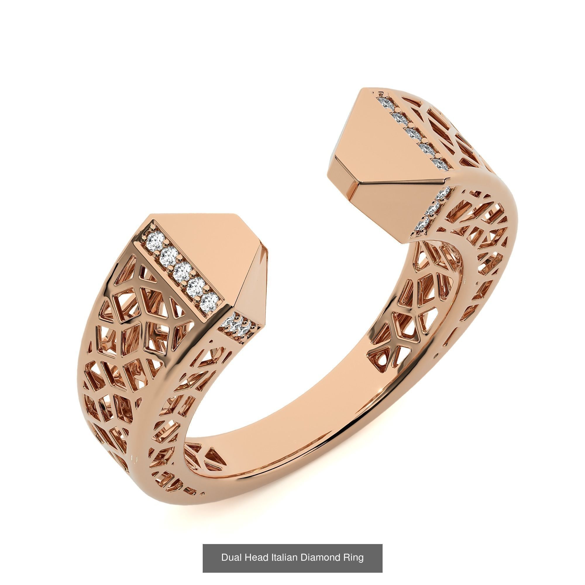 124 Dual Head Italian Diamond Cocktail Ring 3D Model Collection_101