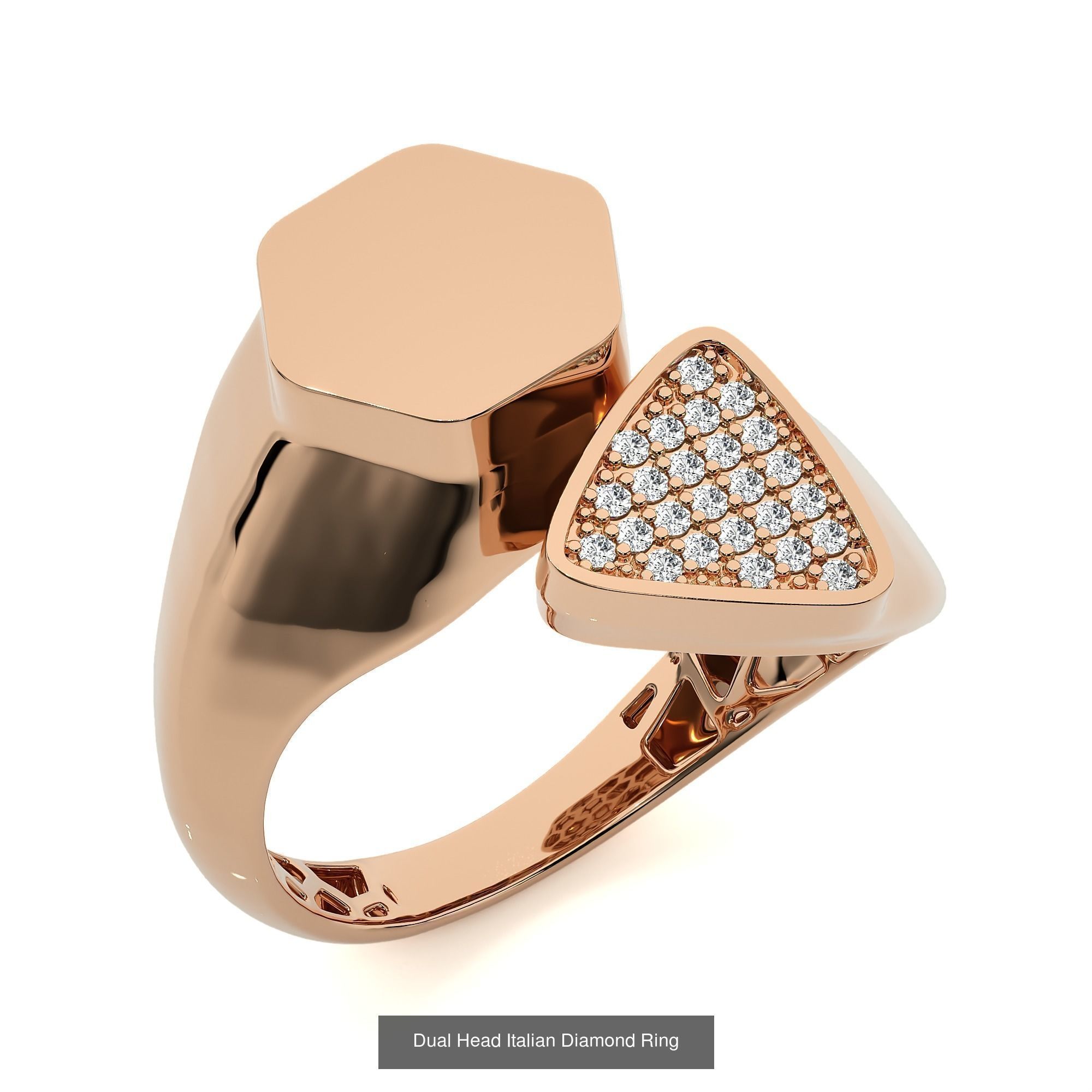 124 Dual Head Italian Diamond Cocktail Ring 3D Model Collection_57