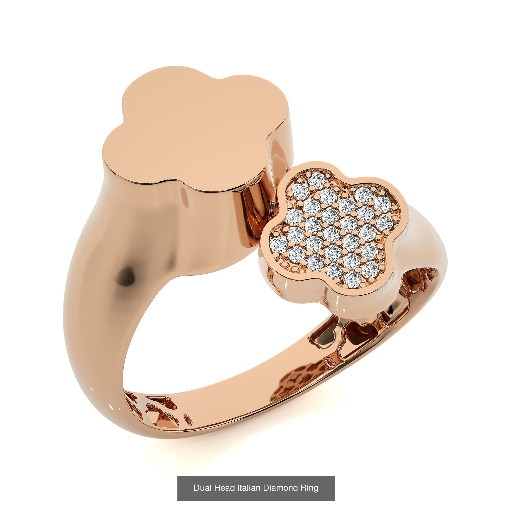 124 Dual Head Italian Diamond Cocktail Ring 3D Model Collection_76