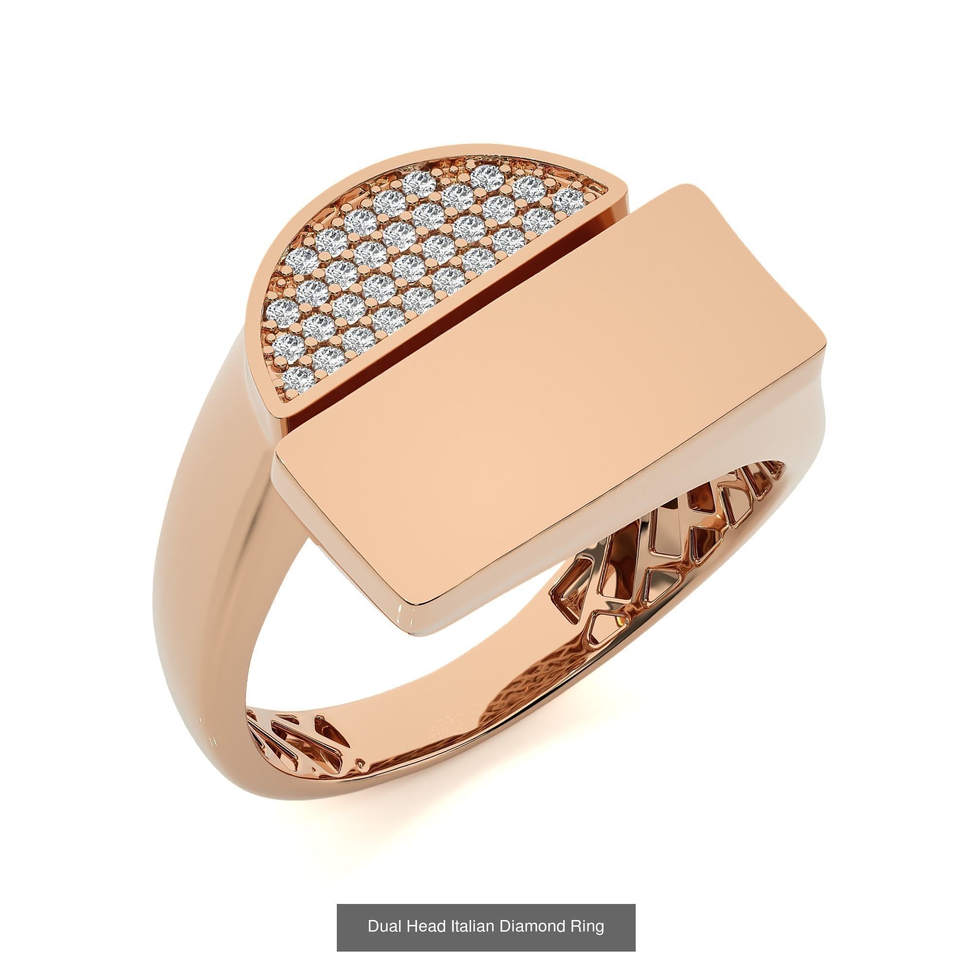 124 Dual Head Italian Diamond Cocktail Ring 3D Model Collection_78