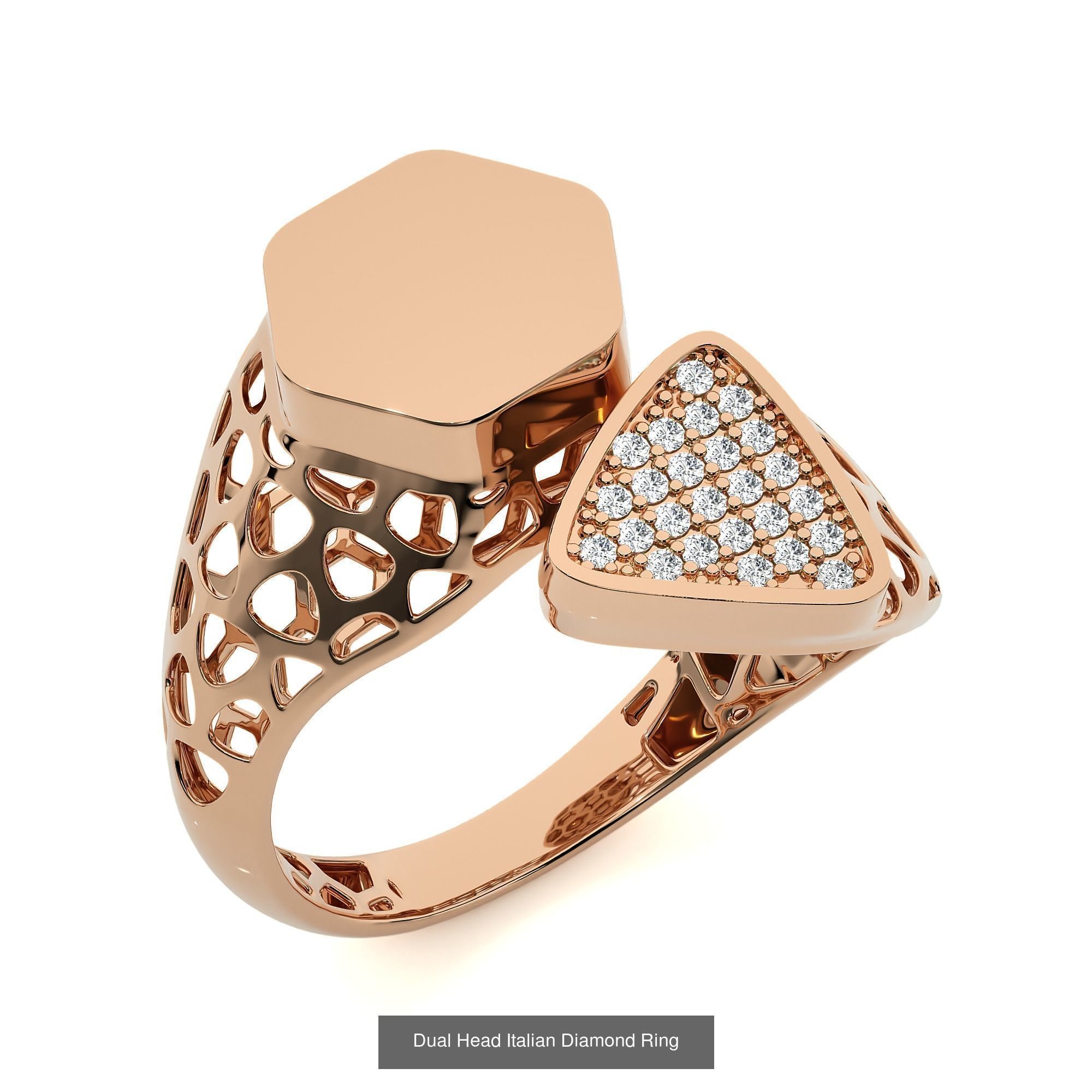 124 Dual Head Italian Diamond Cocktail Ring 3D Model Collection_44