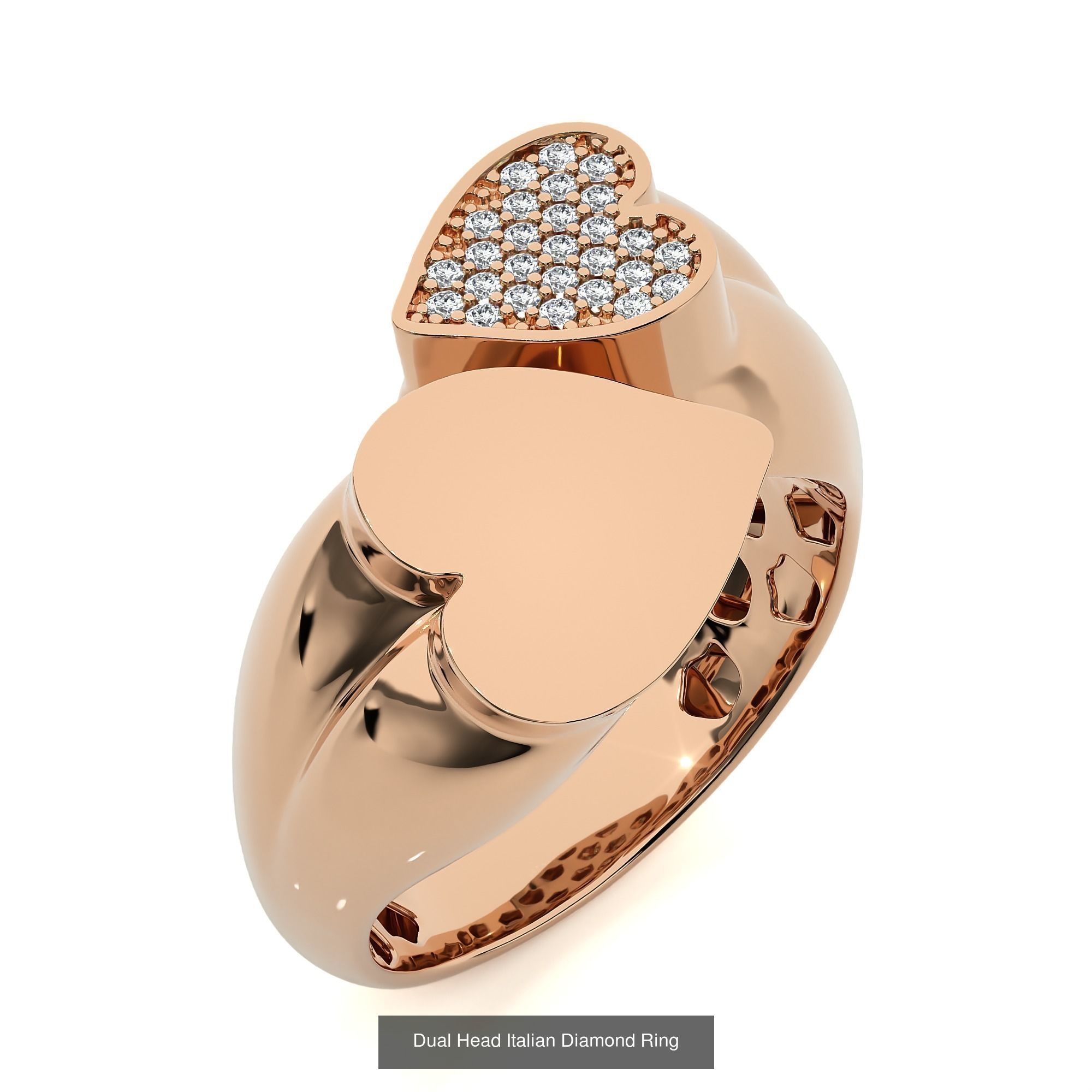 124 Dual Head Italian Diamond Cocktail Ring 3D Model Collection_54