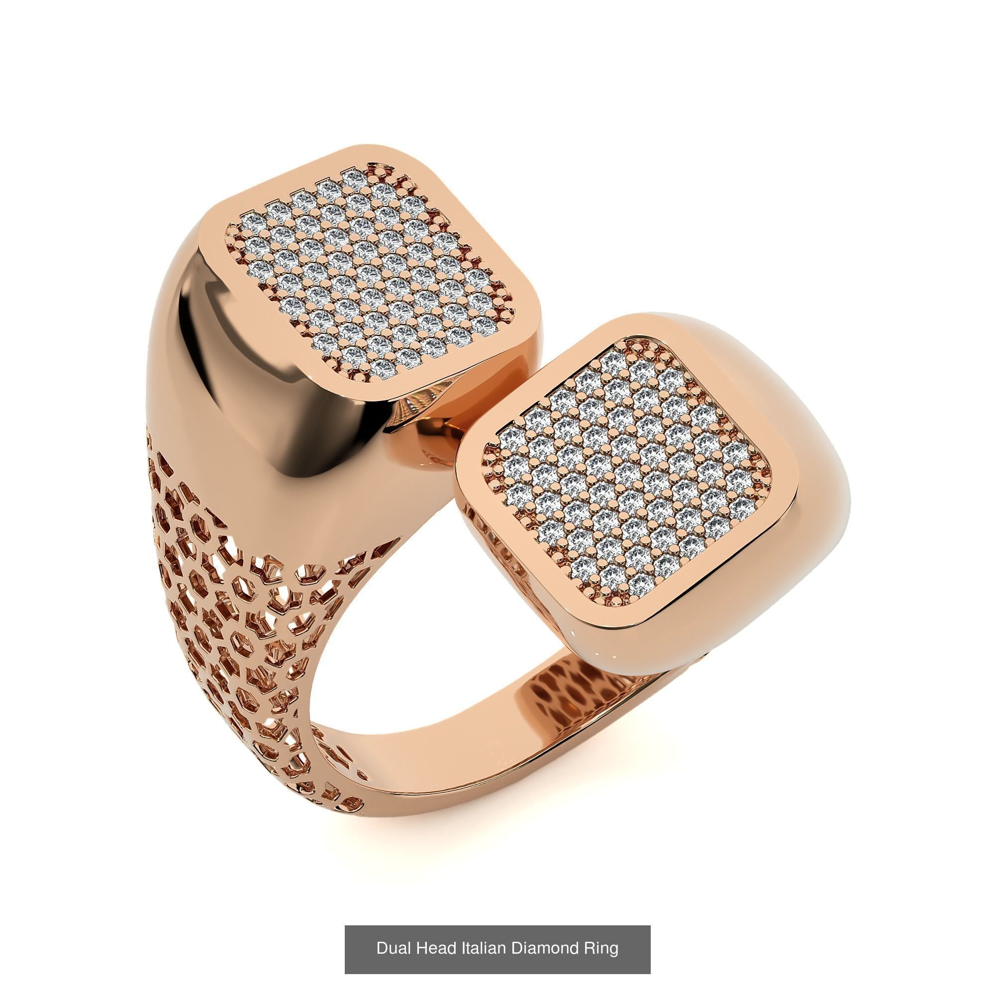 124 Dual Head Italian Diamond Cocktail Ring 3D Model Collection_102
