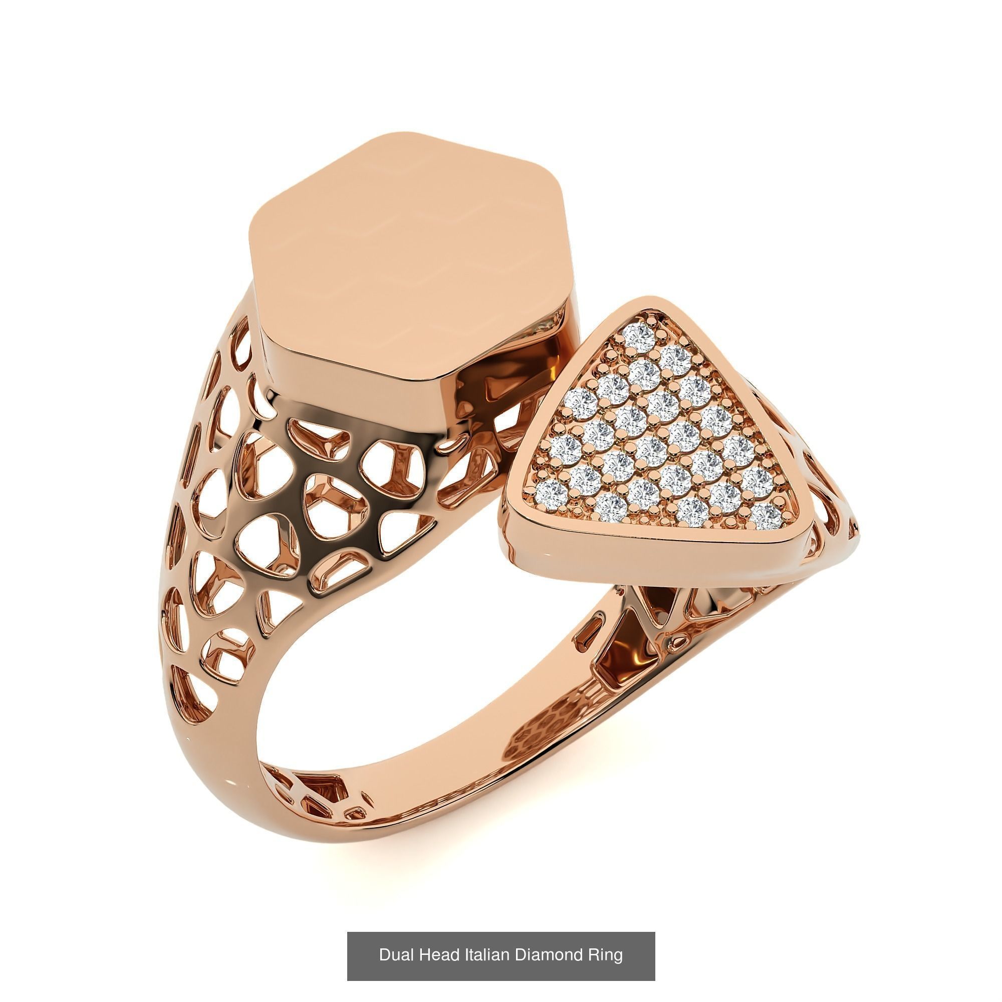 124 Dual Head Italian Diamond Cocktail Ring 3D Model Collection_3