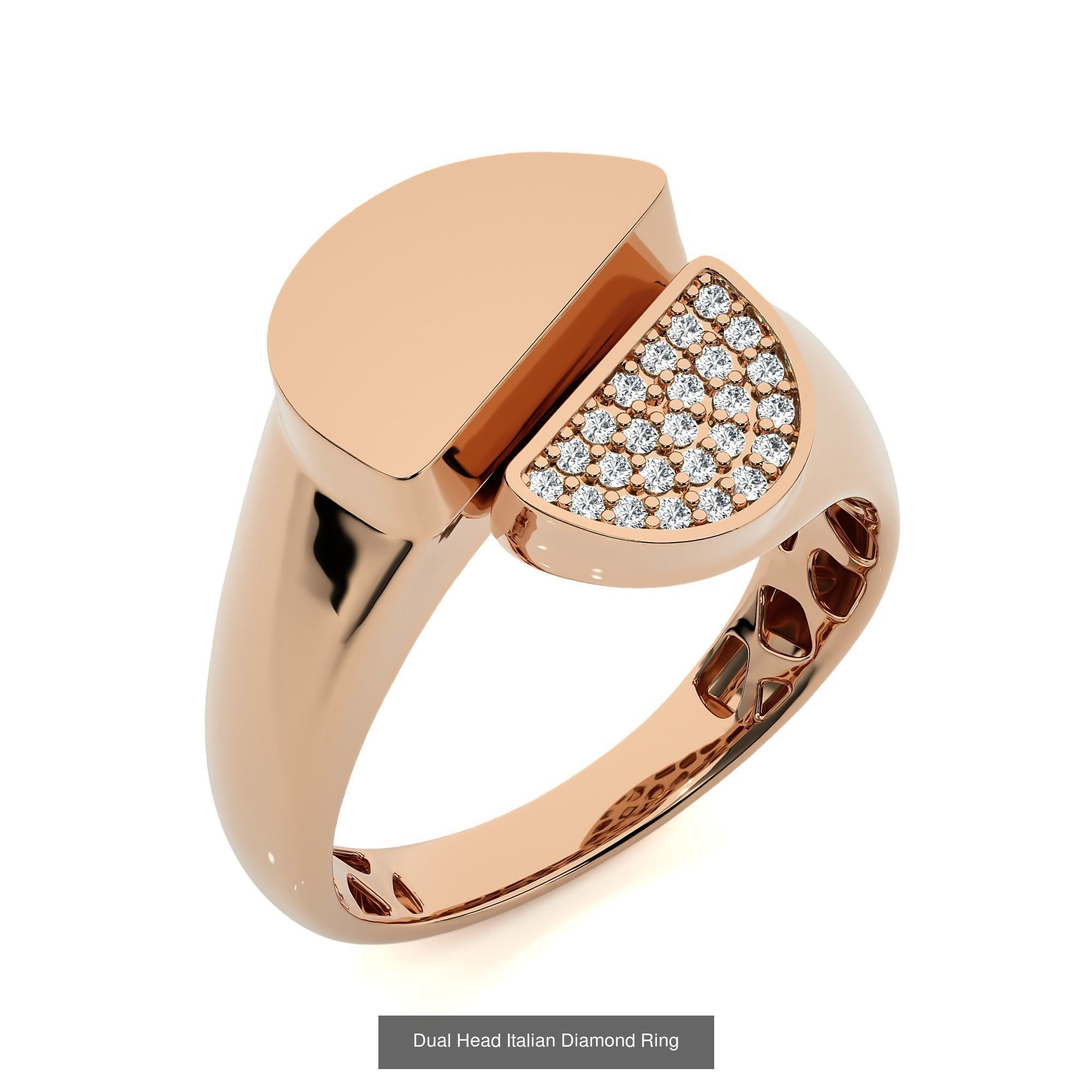 124 Dual Head Italian Diamond Cocktail Ring 3D Model Collection_1