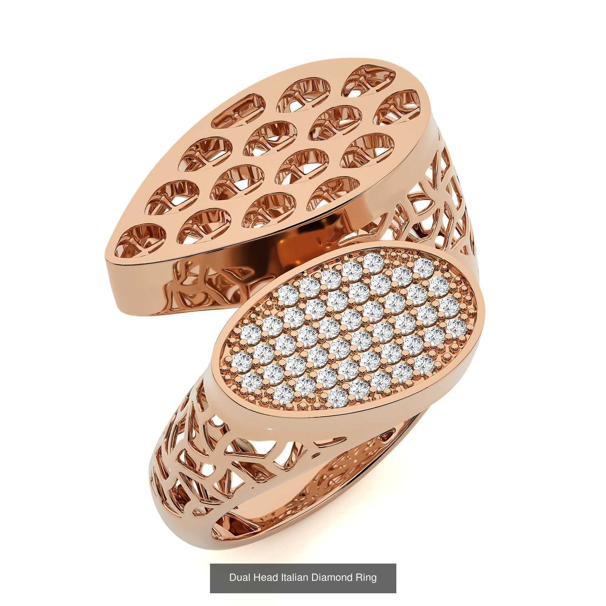 124 Dual Head Italian Diamond Cocktail Ring 3D Model Collection_24