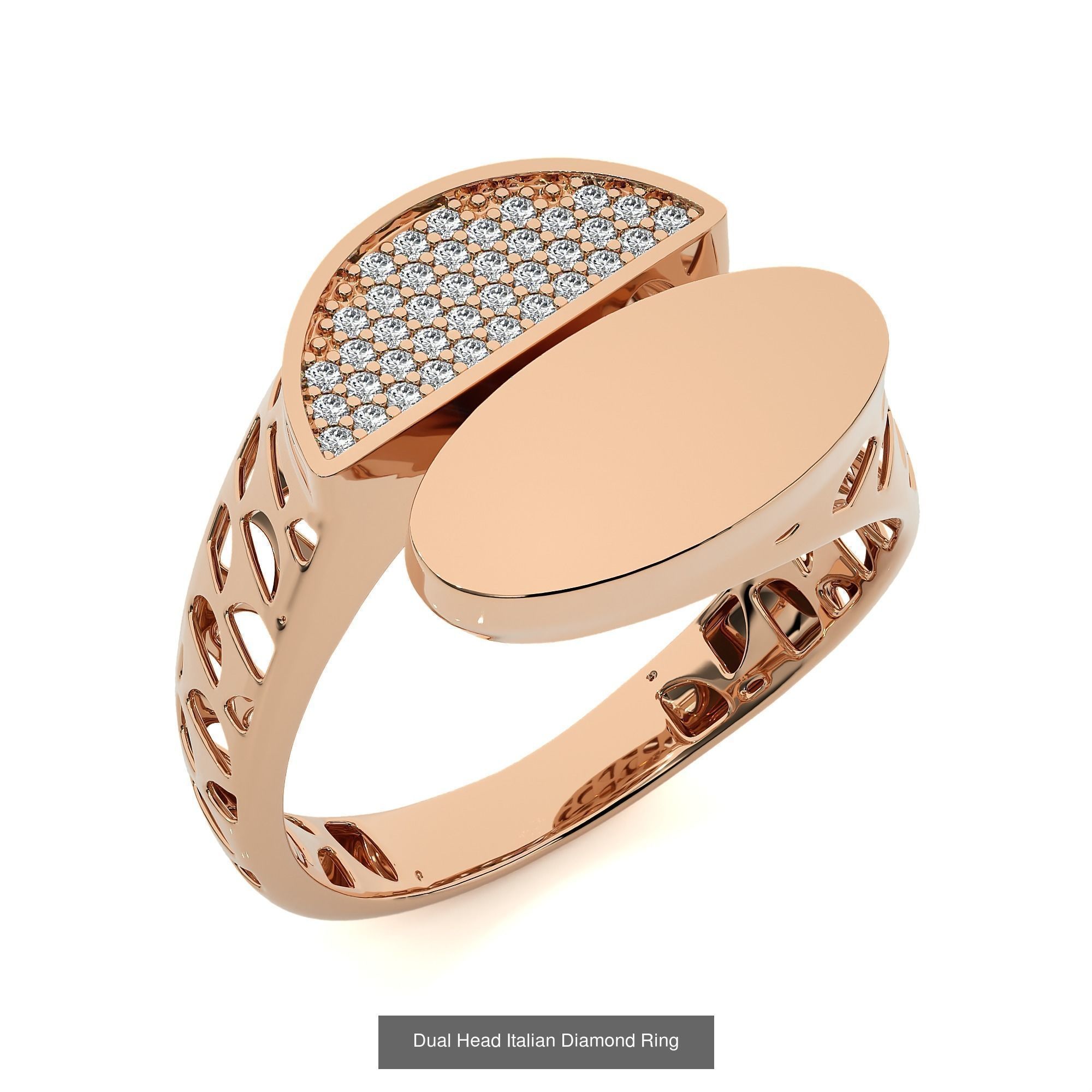 124 Dual Head Italian Diamond Cocktail Ring 3D Model Collection_49