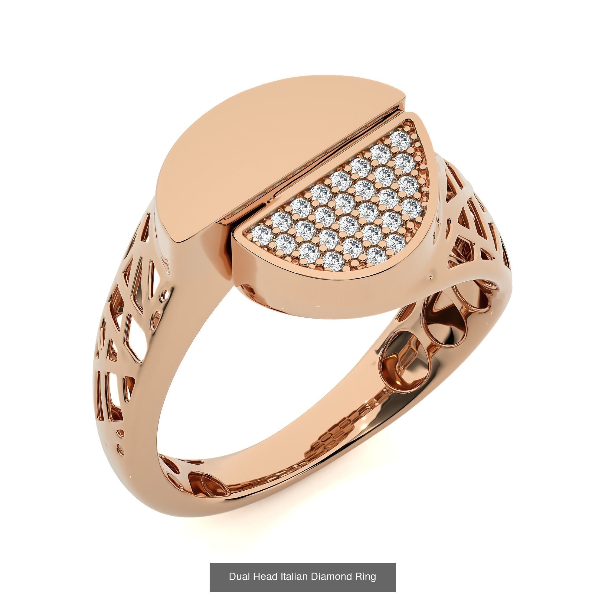 124 Dual Head Italian Diamond Cocktail Ring 3D Model Collection_15