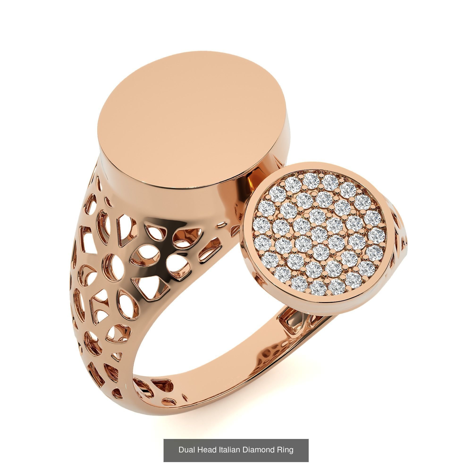 124 Dual Head Italian Diamond Cocktail Ring 3D Model Collection_53