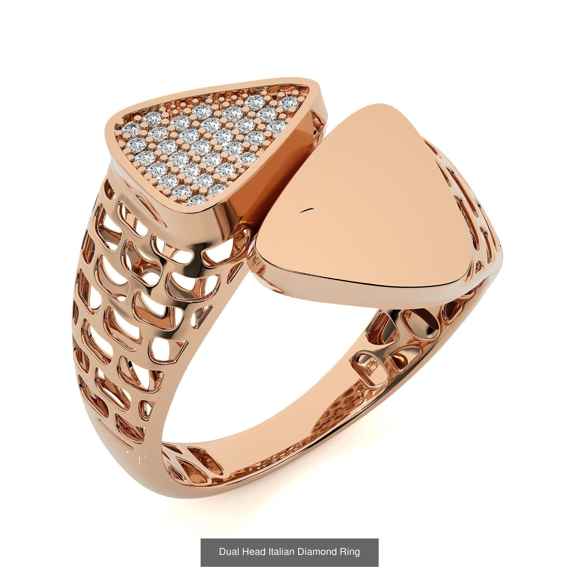 124 Dual Head Italian Diamond Cocktail Ring 3D Model Collection_12