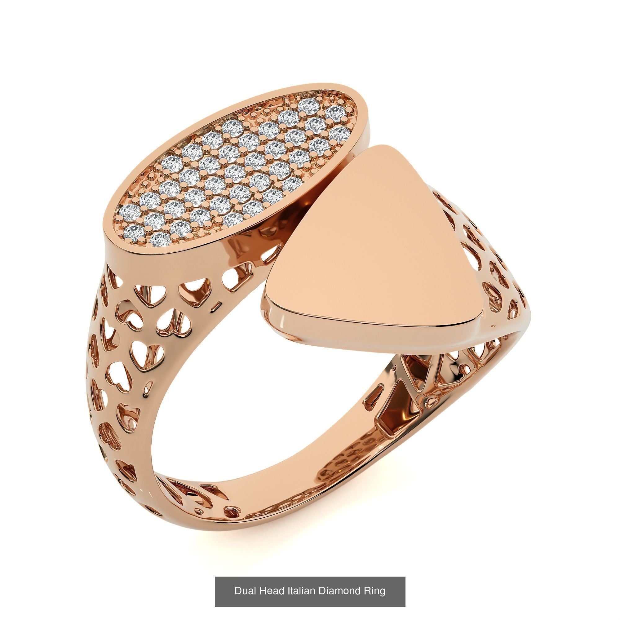 124 Dual Head Italian Diamond Cocktail Ring 3D Model Collection_45