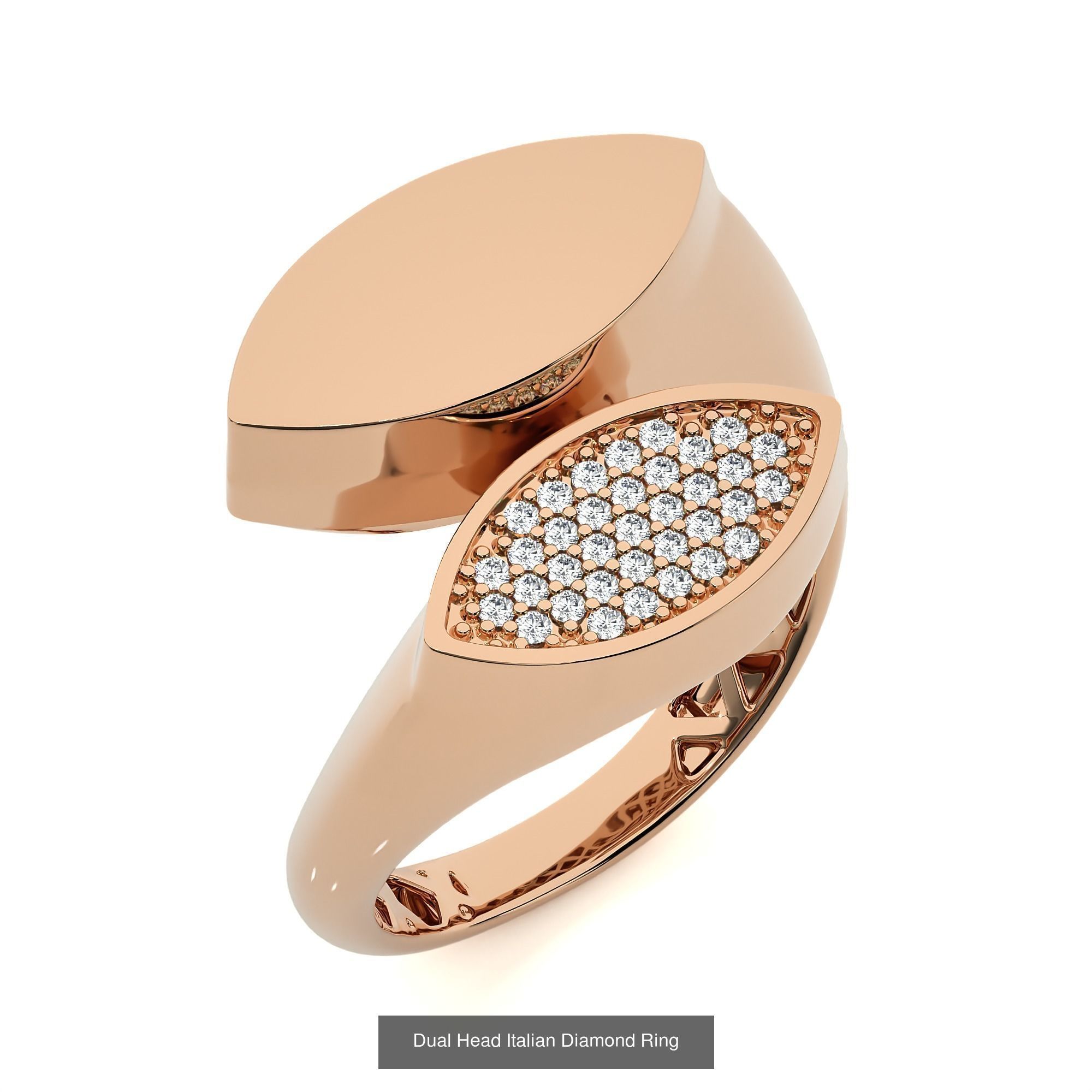 124 Dual Head Italian Diamond Cocktail Ring 3D Model Collection_10