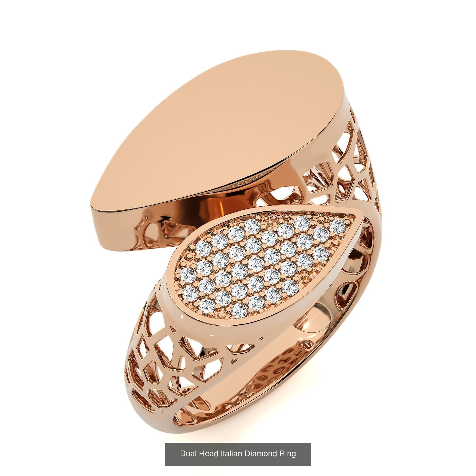 124 Dual Head Italian Diamond Cocktail Ring 3D Model Collection_52