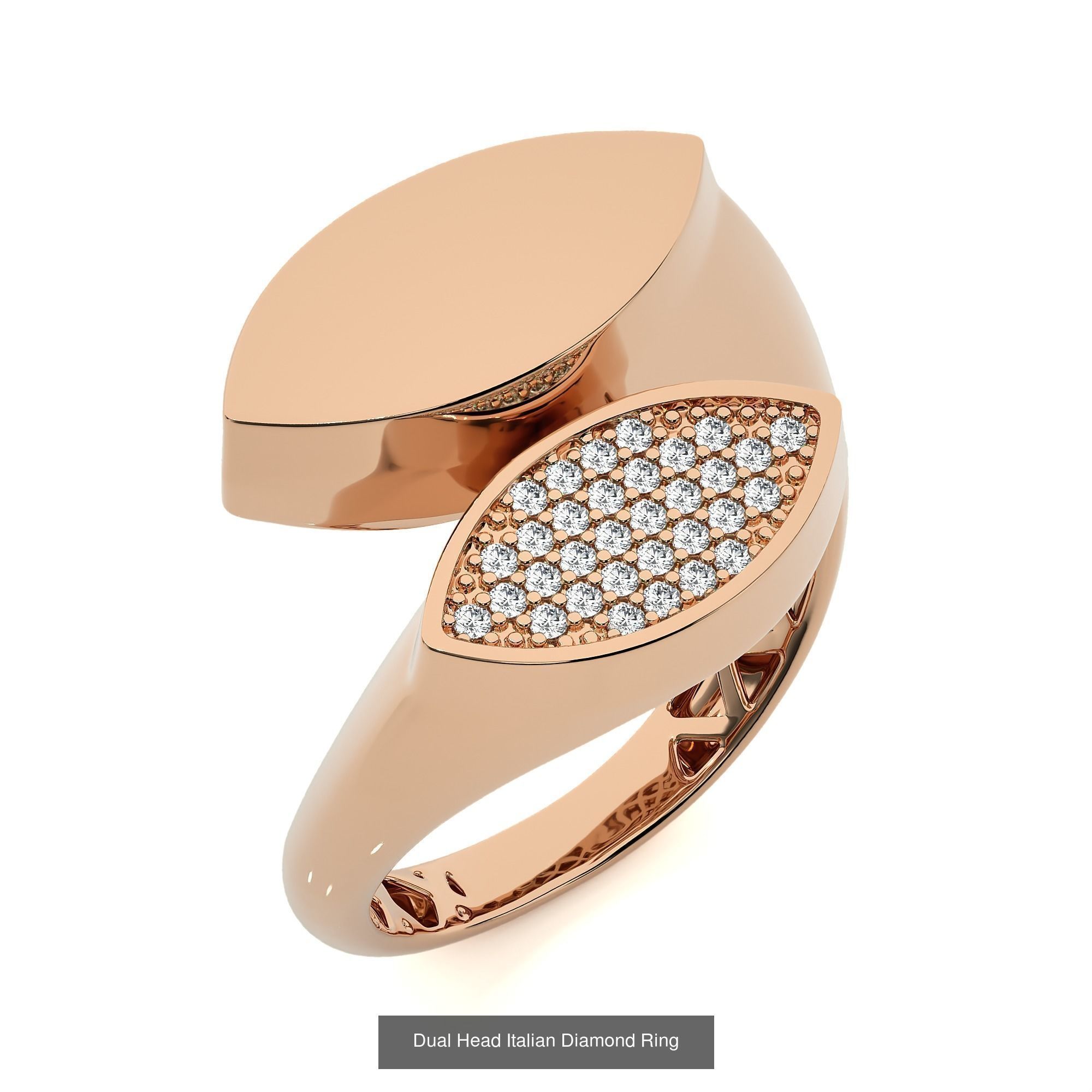 124 Dual Head Italian Diamond Cocktail Ring 3D Model Collection_86