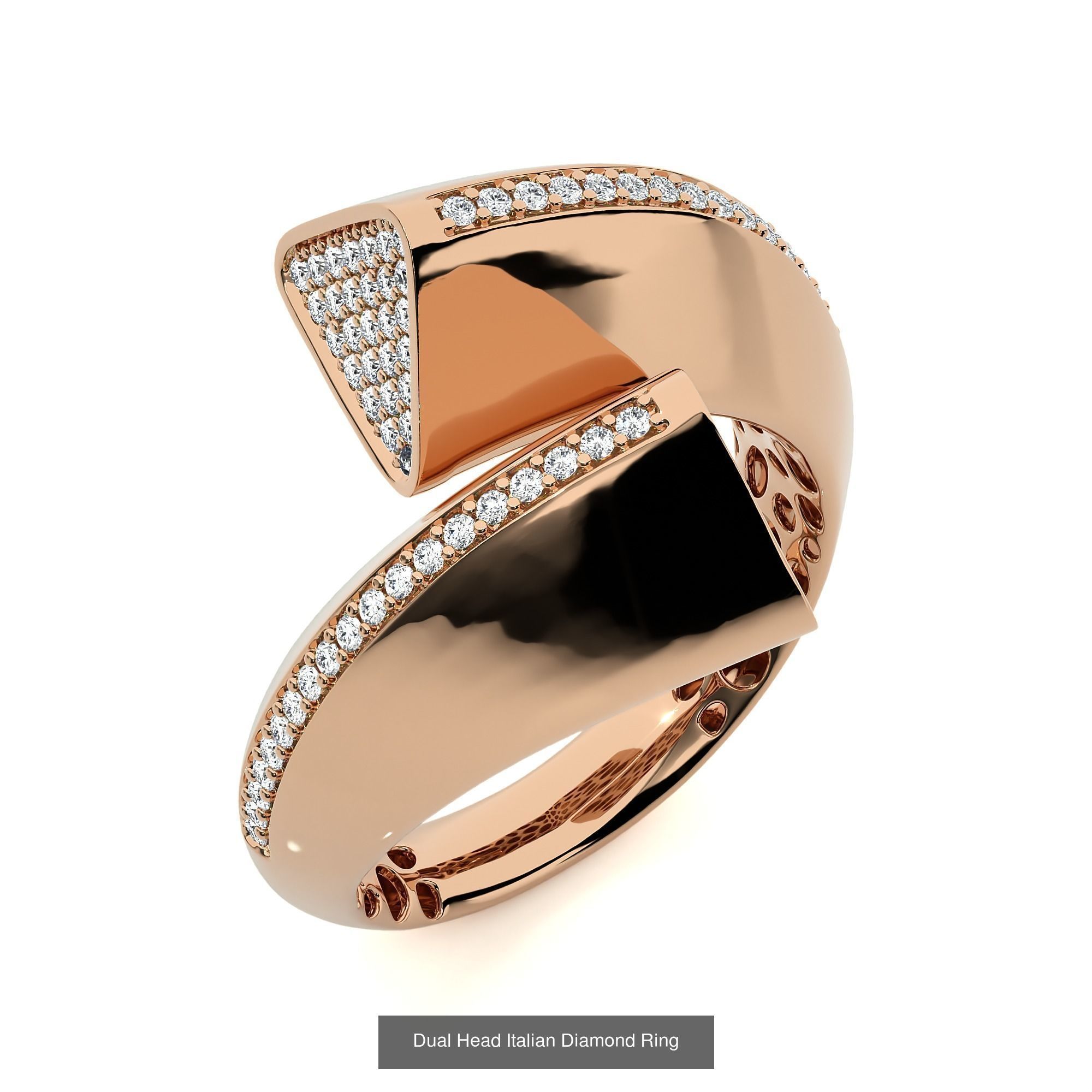 124 Dual Head Italian Diamond Cocktail Ring 3D Model Collection_89