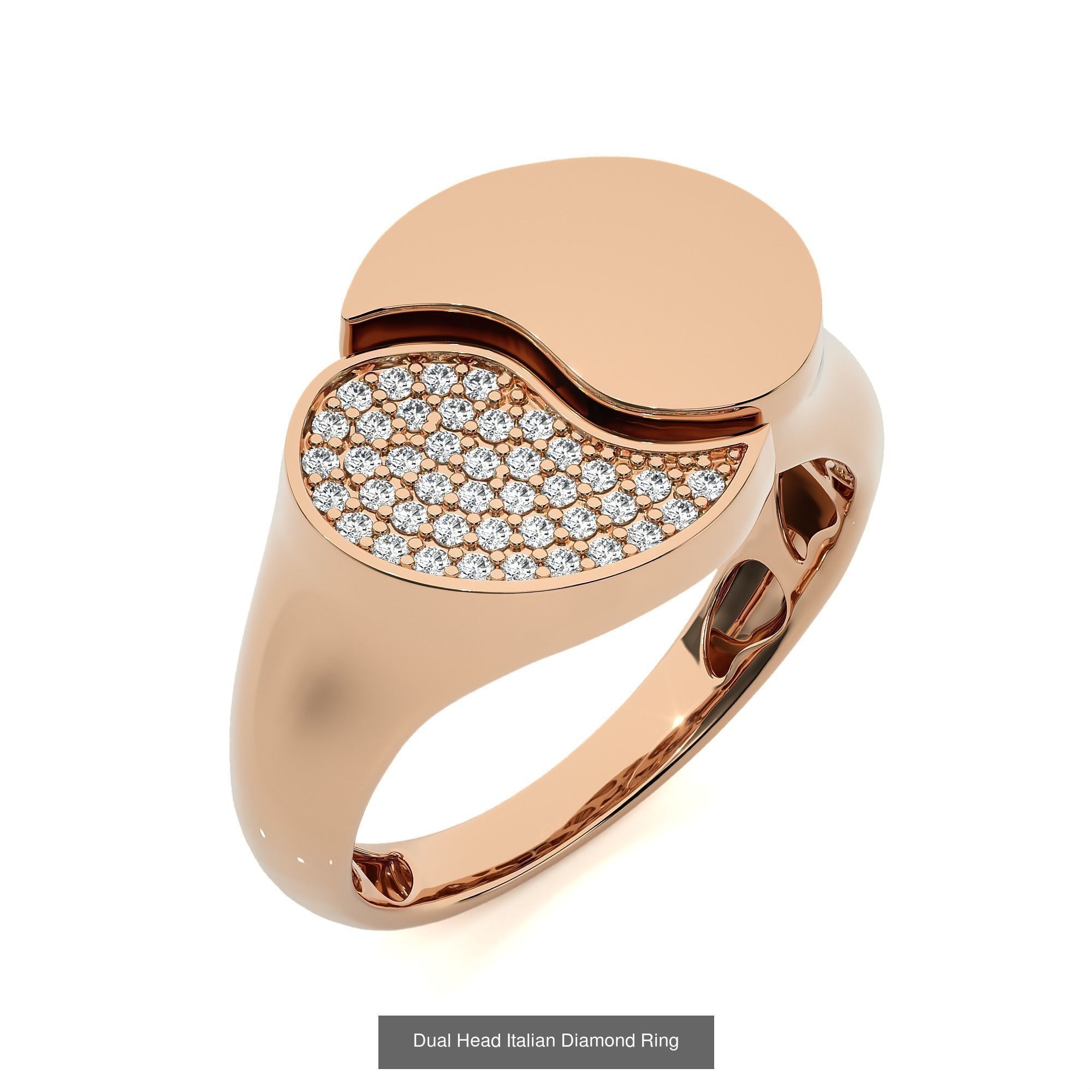 124 Dual Head Italian Diamond Cocktail Ring 3D Model Collection_60
