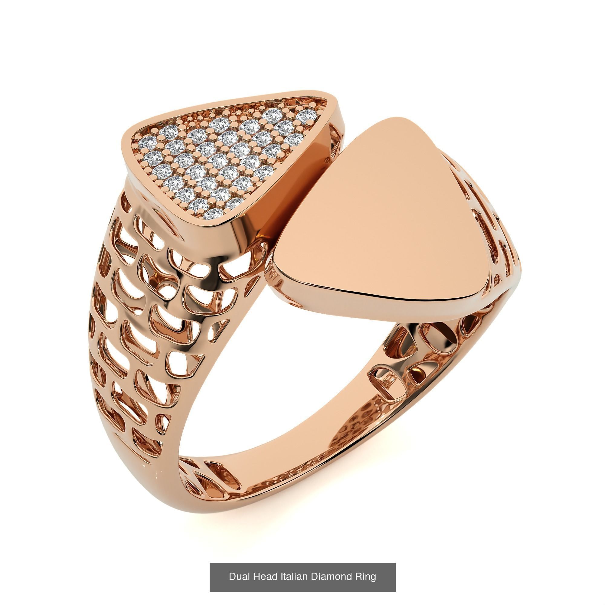 124 Dual Head Italian Diamond Cocktail Ring 3D Model Collection_42